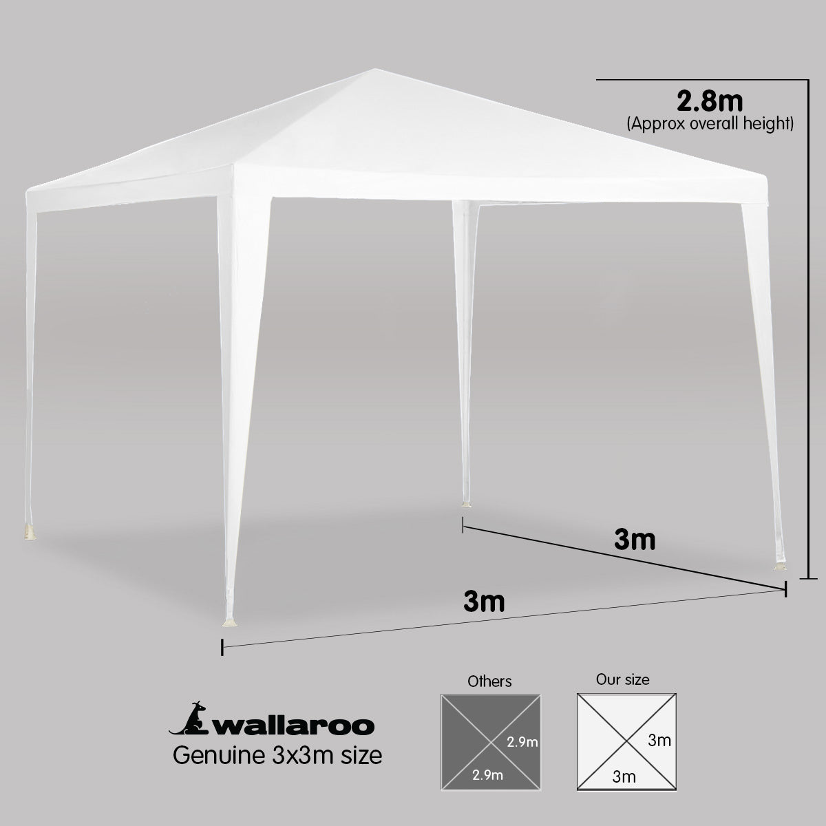 Wallaroo 3x3m Outdoor Party Wedding Event Gazebo Tent - White 4