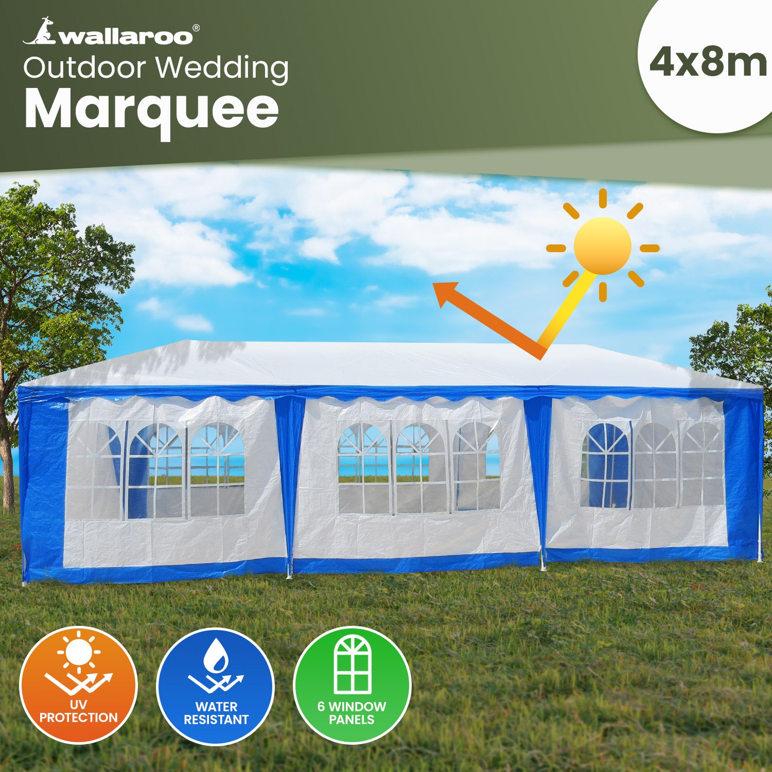 Wallaroo 4x8 Outdoor Event Wedding Marquee Tent Blue 9