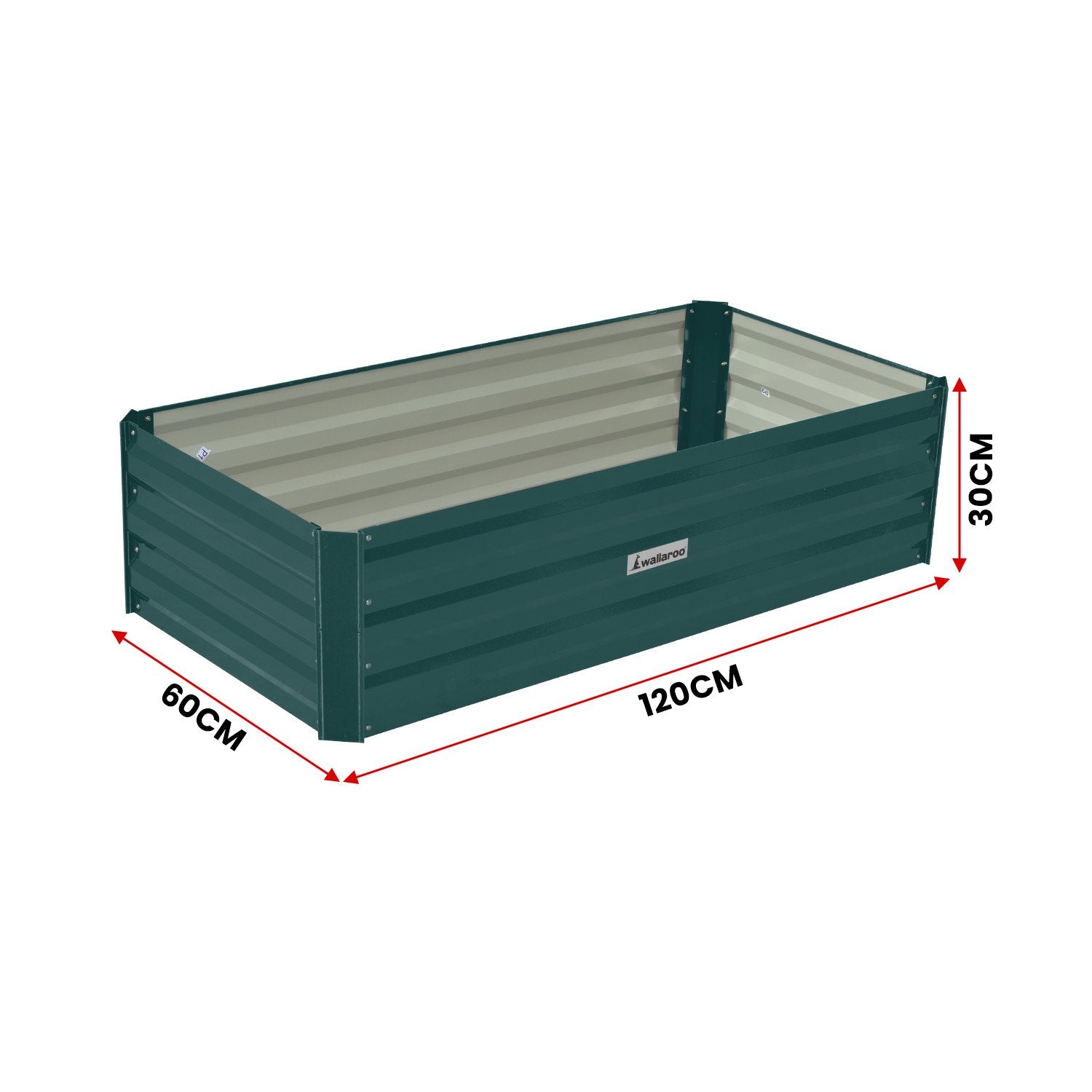 Wallaroo Garden Bed 120 x 60 x 30cm Galvanized Steel - Green 4