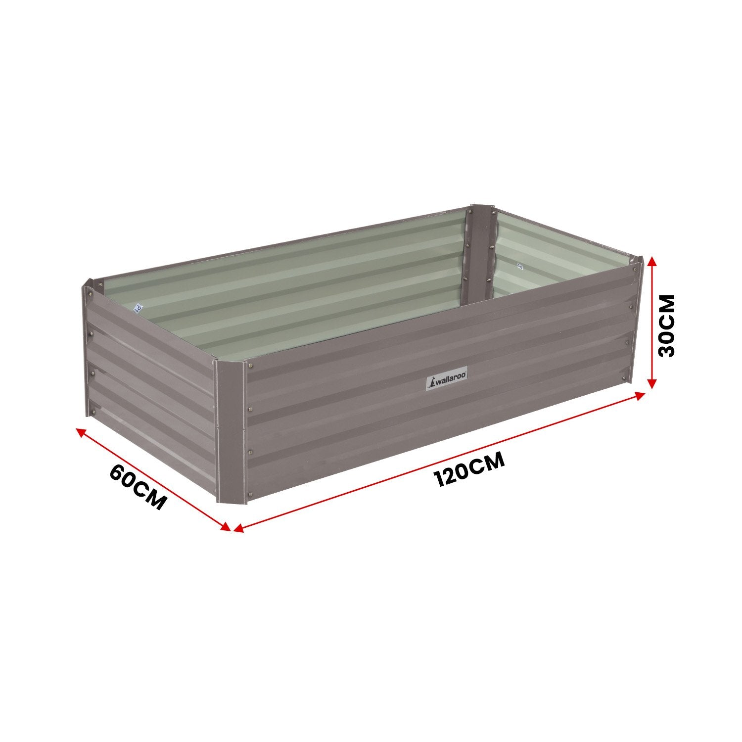 Wallaroo Garden Bed 120 x 60 x 30cm Galvanized Steel - Grey 4