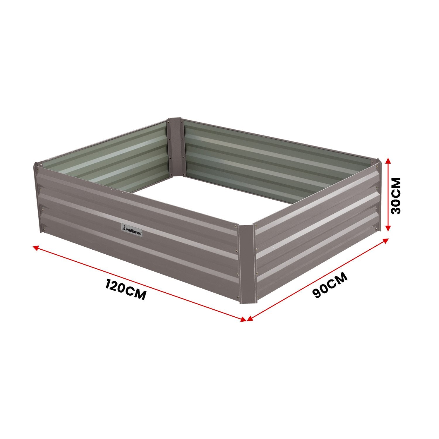 Wallaroo Garden Bed 120 x 90 x 30cm Galvanized Steel - Grey 4