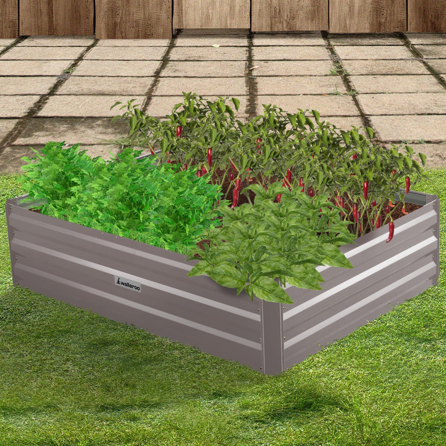 Wallaroo Garden Bed 120 x 90 x 30cm Galvanized Steel - Grey 8