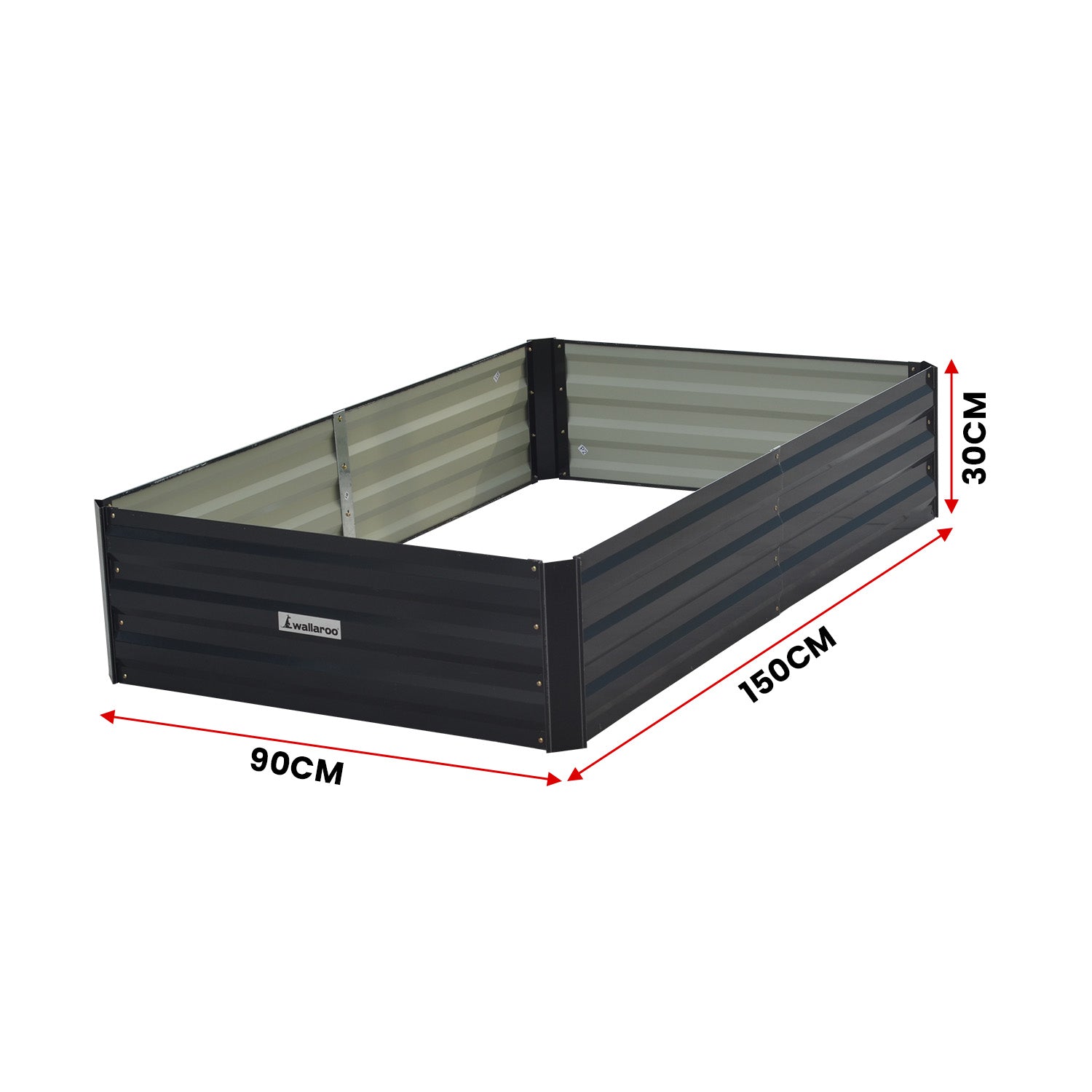 Wallaroo 150 x 90 x 30cm Galvanized Steel Garden Bed - Black 4