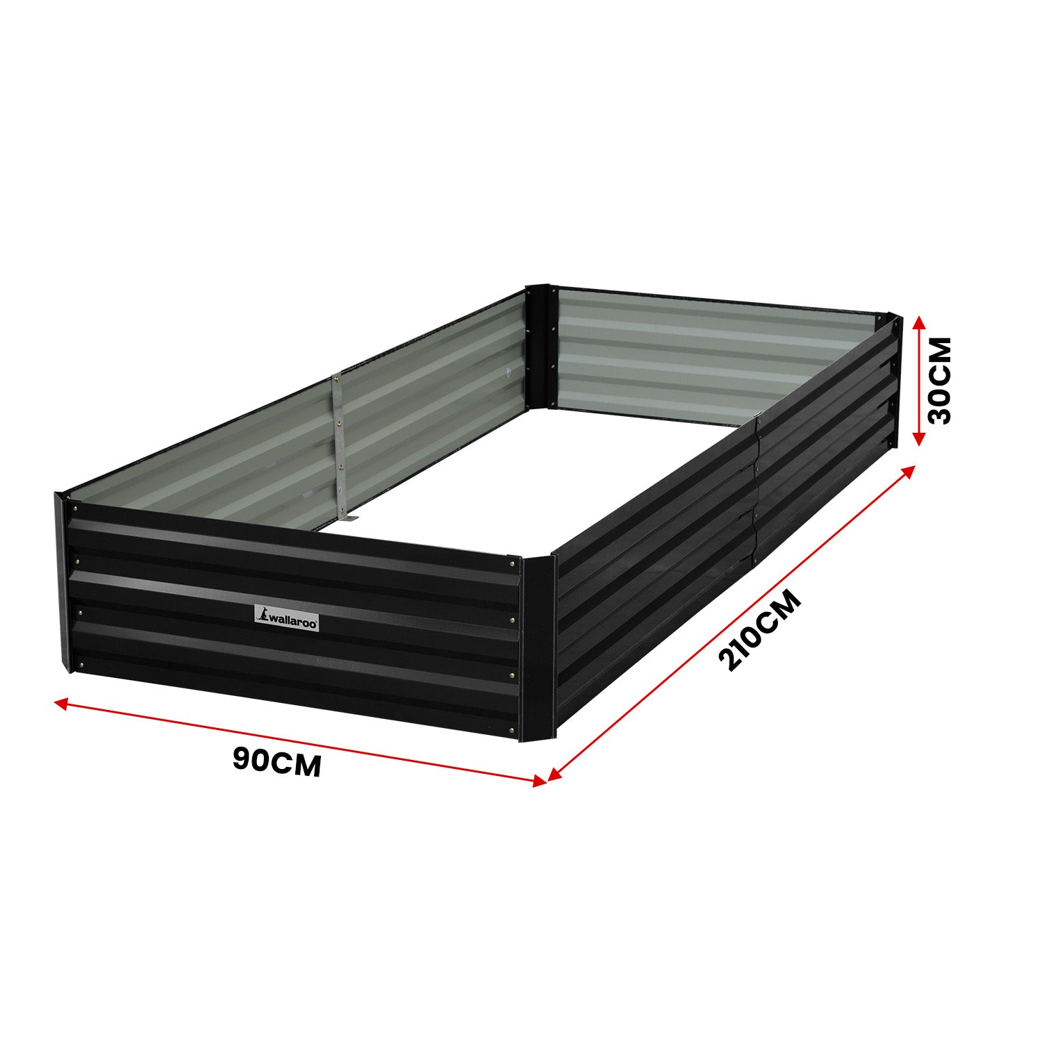 Wallaroo Garden Bed 210 x 90 x 30cm Galvanized Steel - Black 4