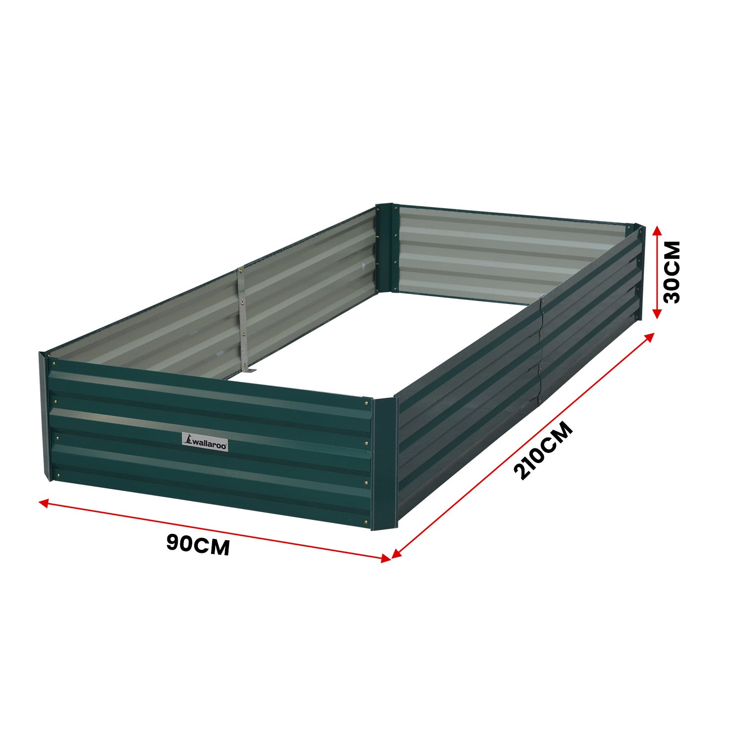 Wallaroo Garden Bed 210 x 90 x 30cm Galvanized Steel - Green 4