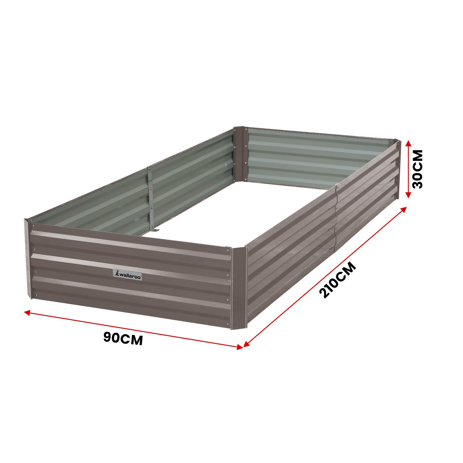 Wallaroo Garden Bed 210 x 90 x 30cm Galvanized Steel - Grey 4