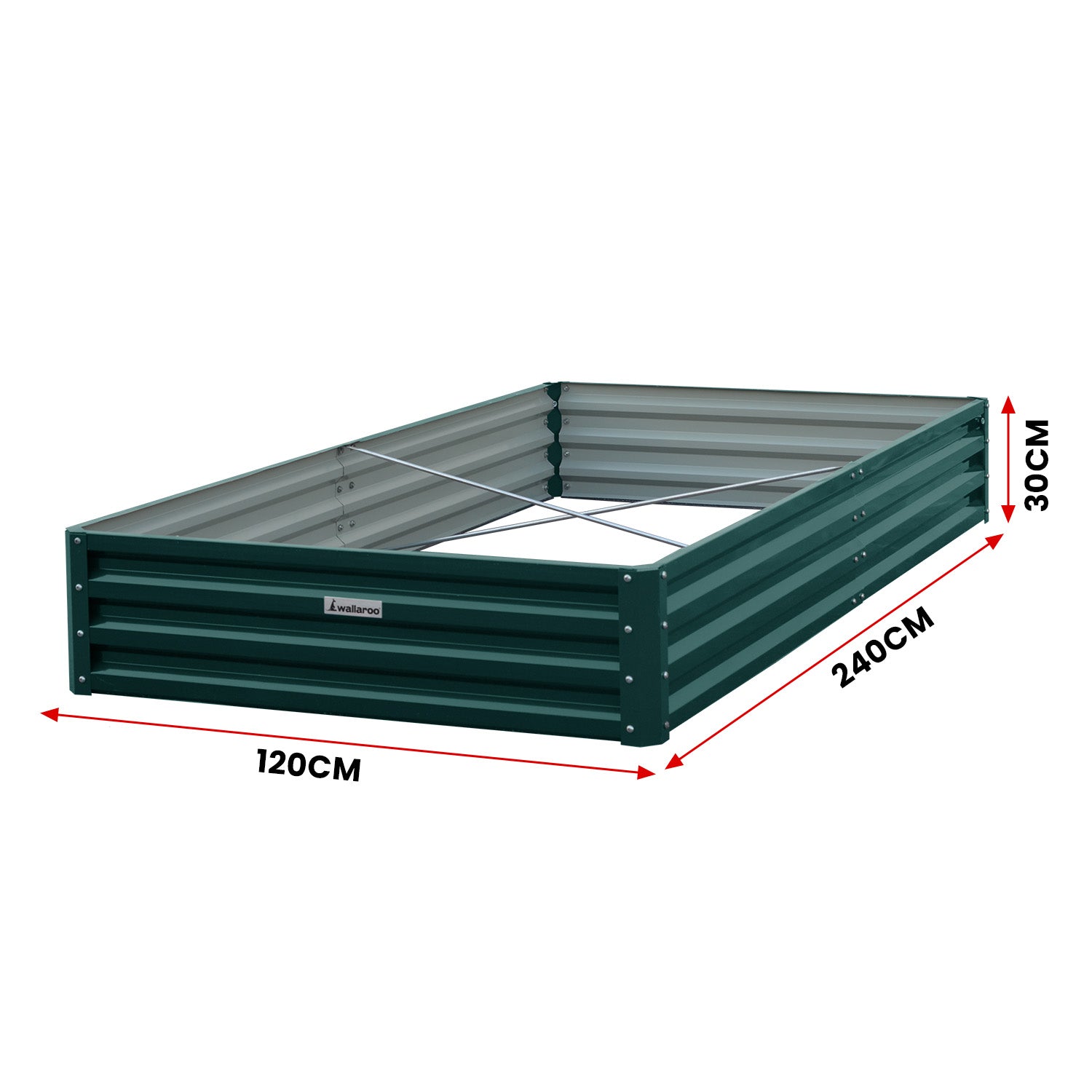 Wallaroo Garden Bed 240 x 120 x 30cm Galvanized Steel - Green 4