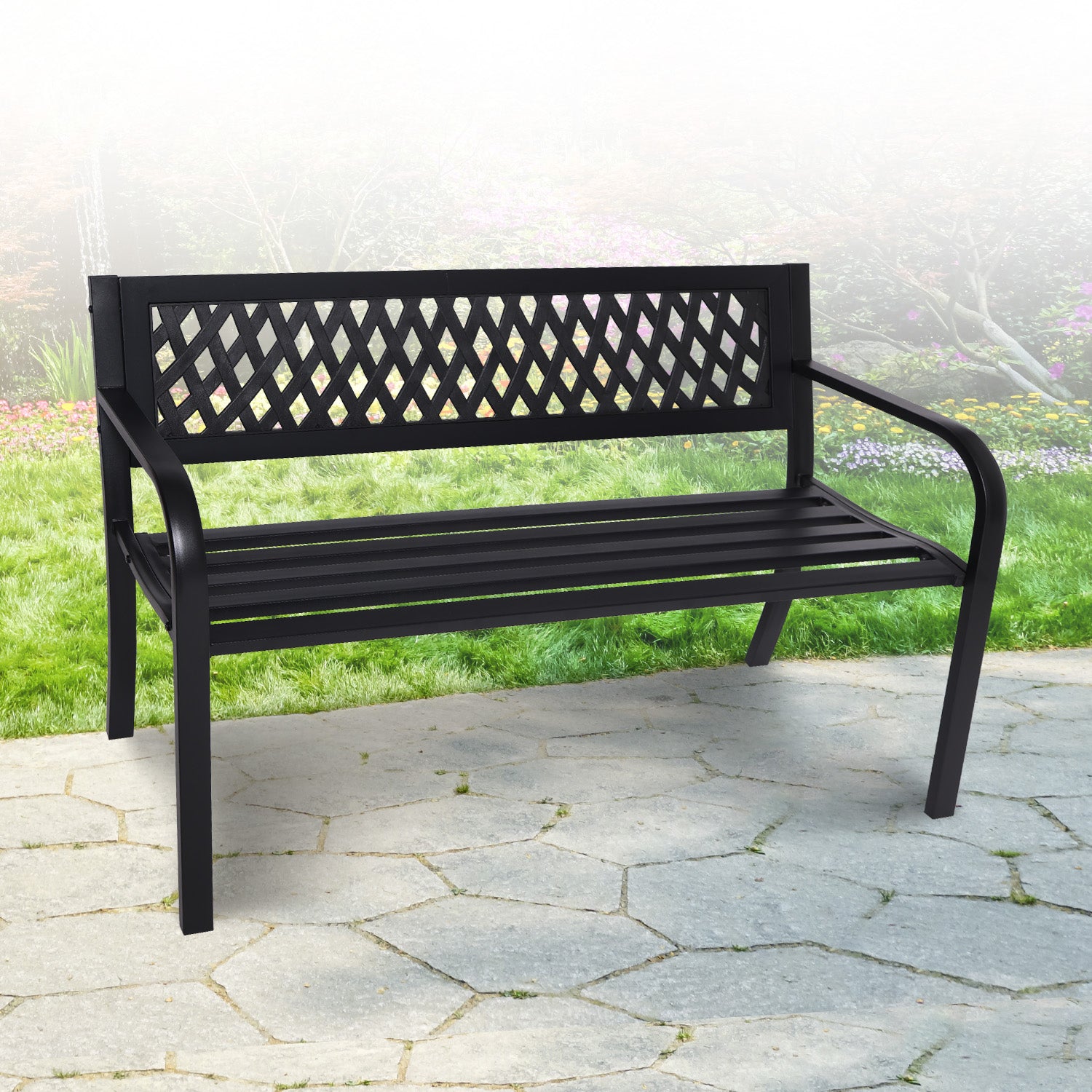 Wallaroo Steel Outdoor Garden Bench - Lattice 10