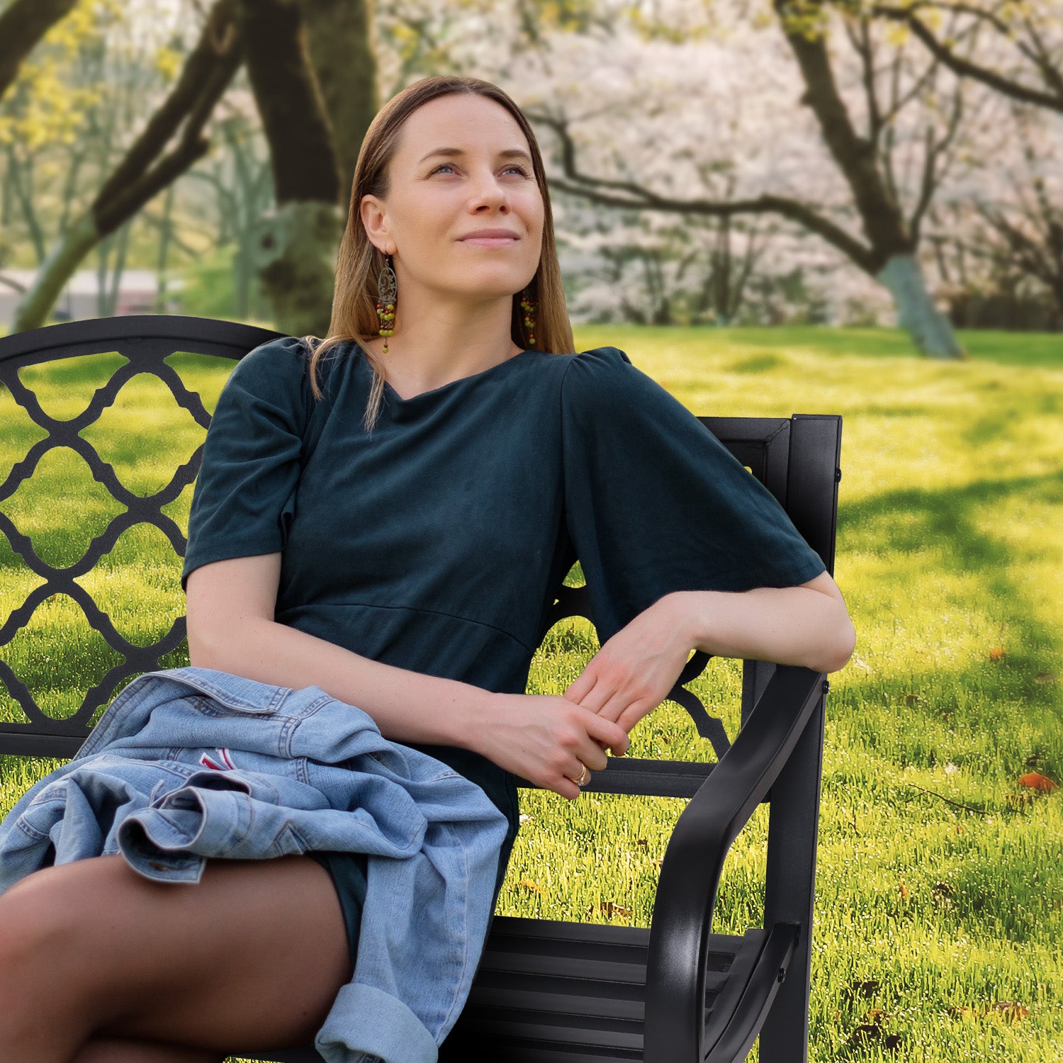 Wallaroo Steel Outdoor Garden Bench - Elegant 8