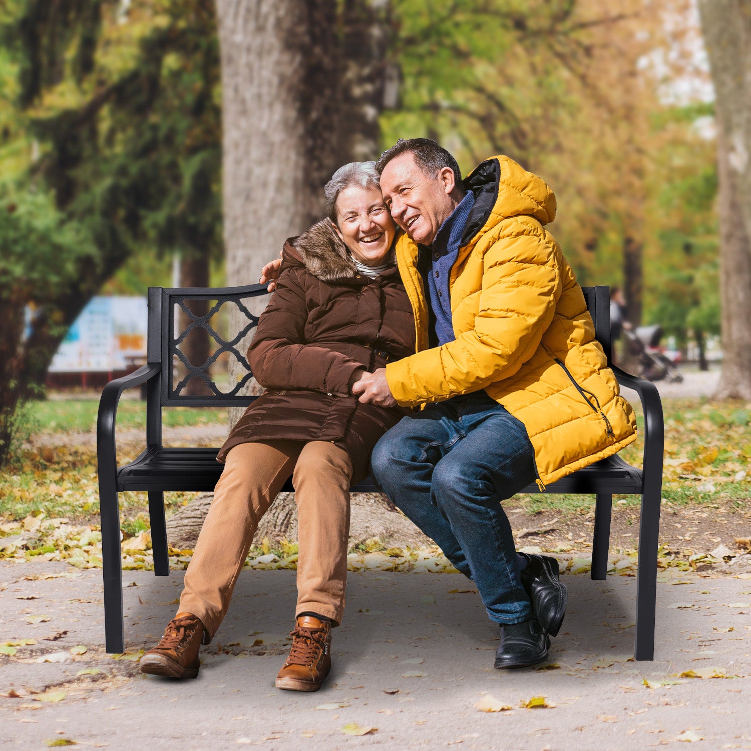 Wallaroo Steel Outdoor Garden Bench - Elegant 9