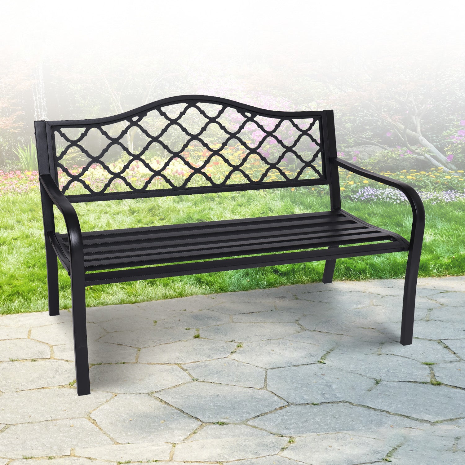Wallaroo Steel Outdoor Garden Bench - Elegant 10