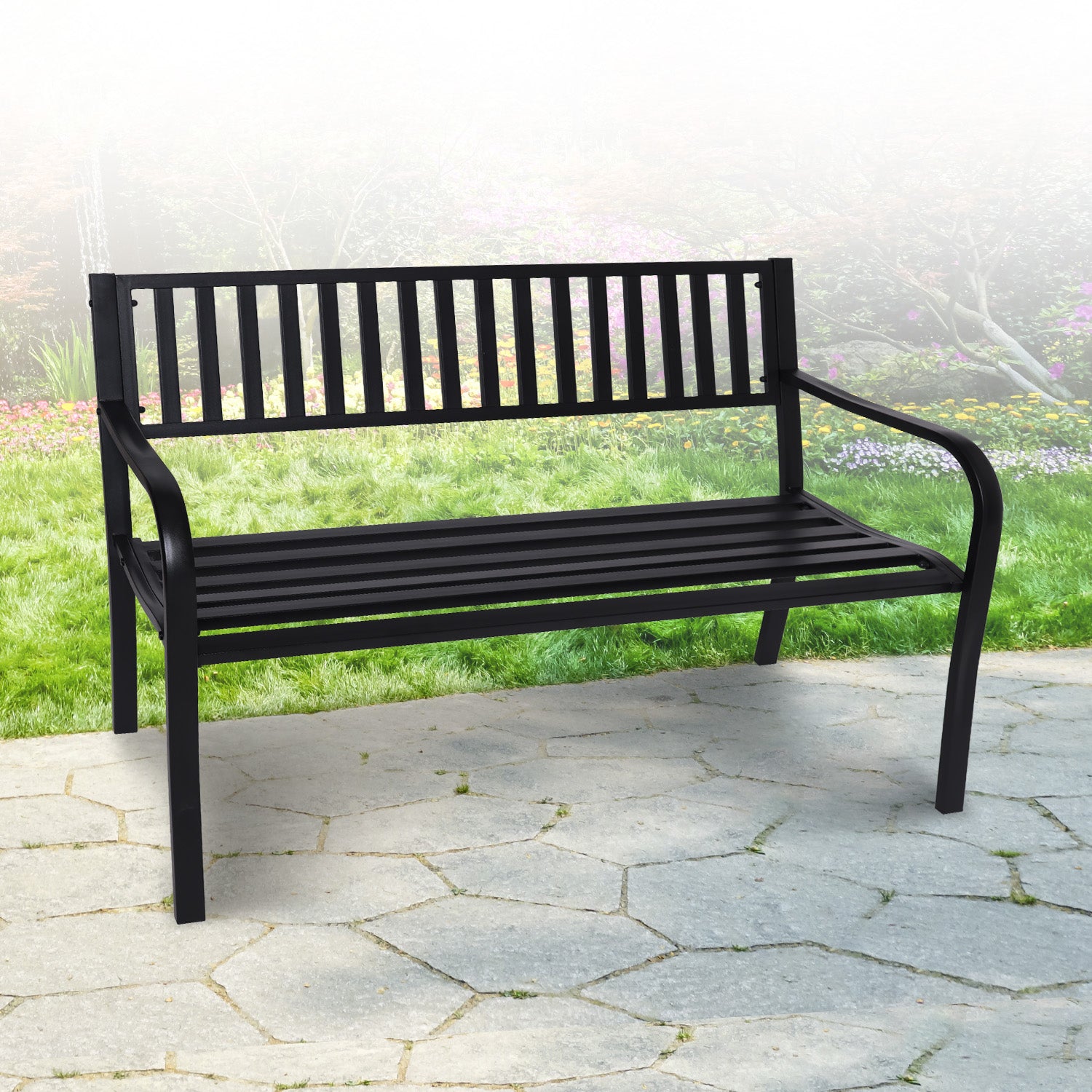 Wallaroo Steel Outdoor Garden Bench - Modern 10