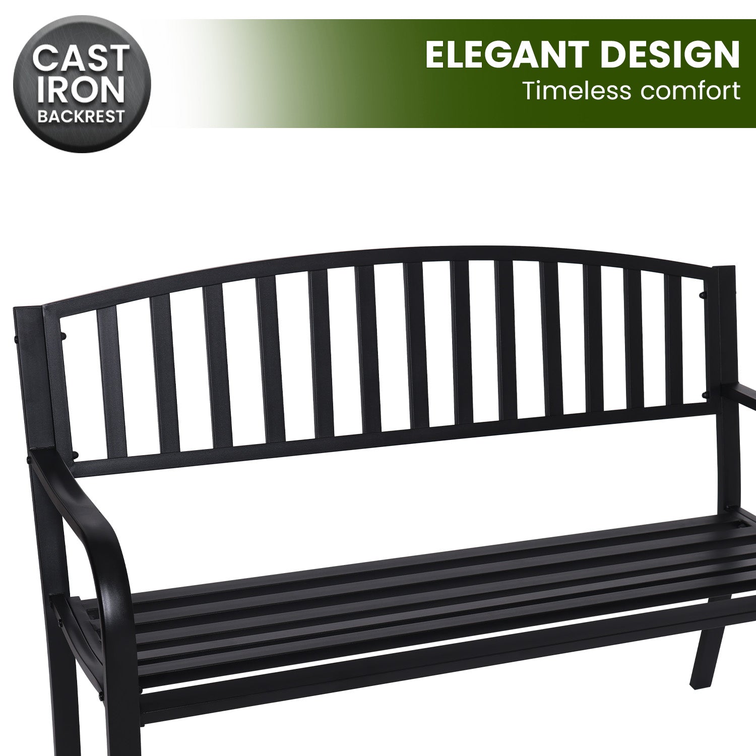 Wallaroo Steel Outdoor Garden Bench - Classic 8