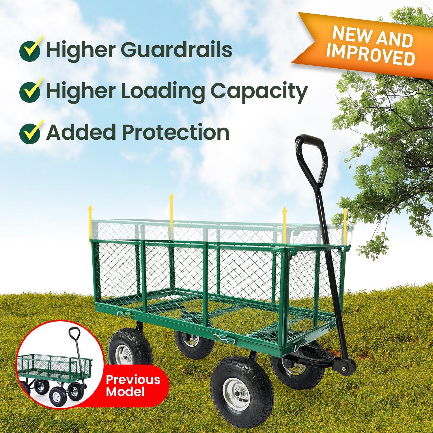Wallaroo Steel Mesh Garden Trolley Cart - Green 5
