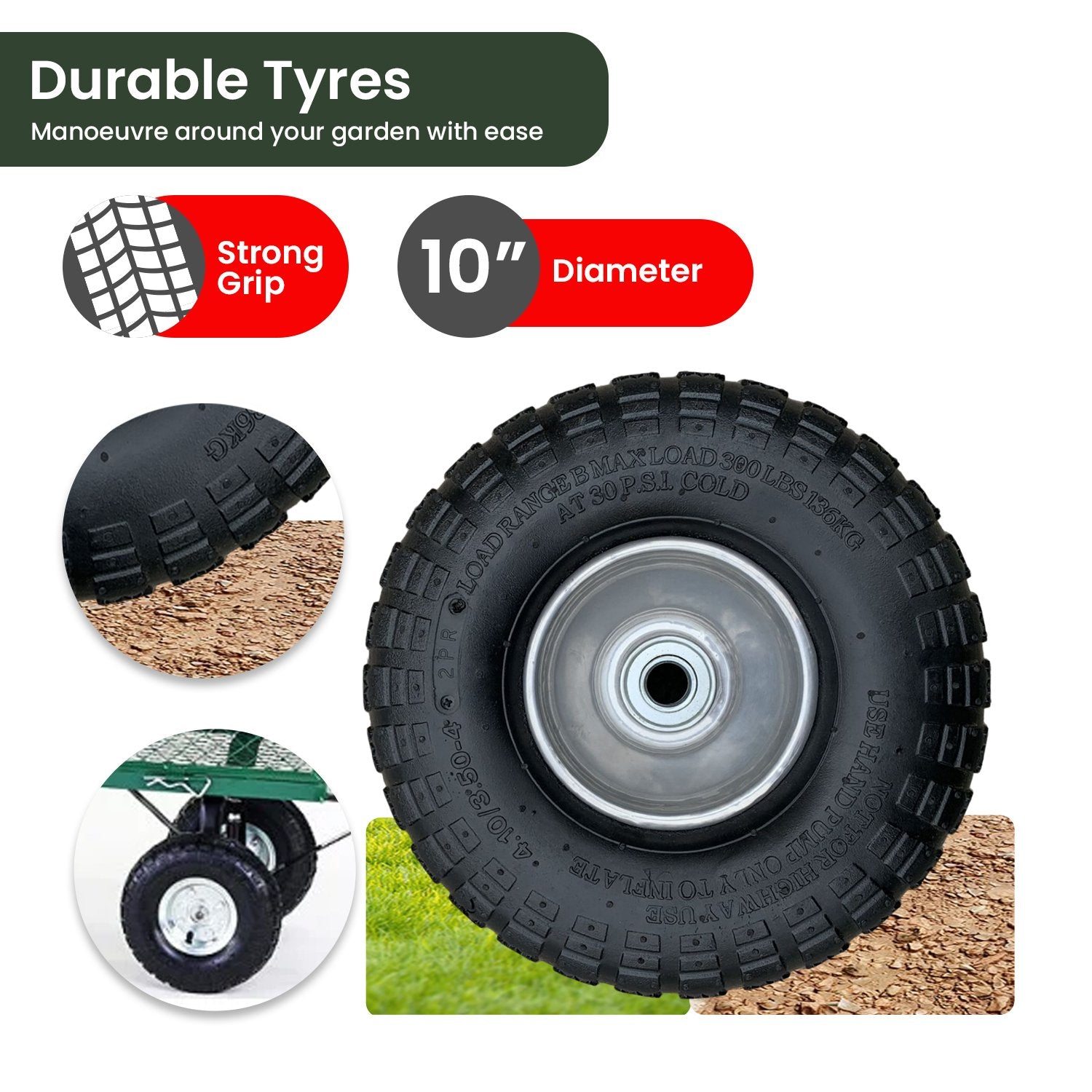 Wallaroo Steel Mesh Garden Trolley Cart - Green 7