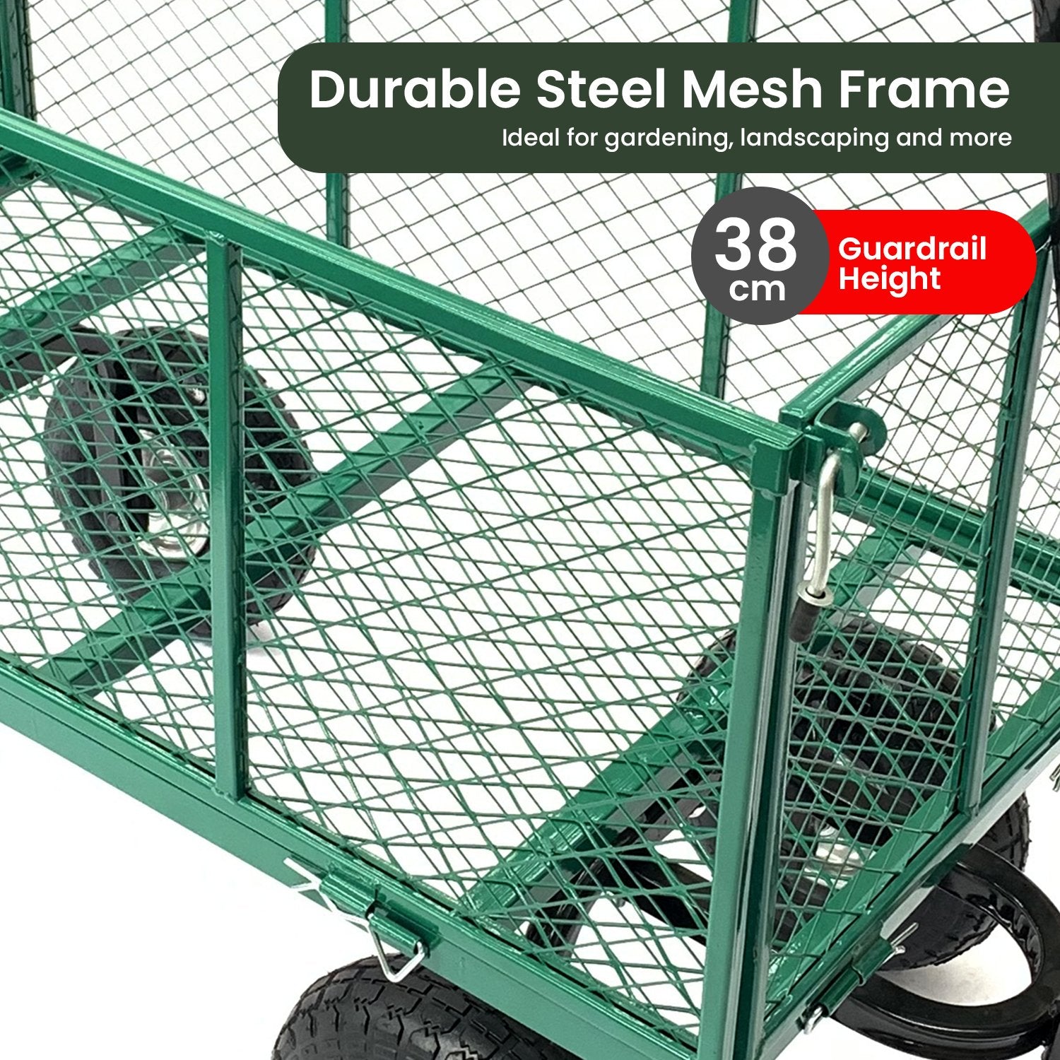 Wallaroo Steel Mesh Garden Trolley Cart - Green 8