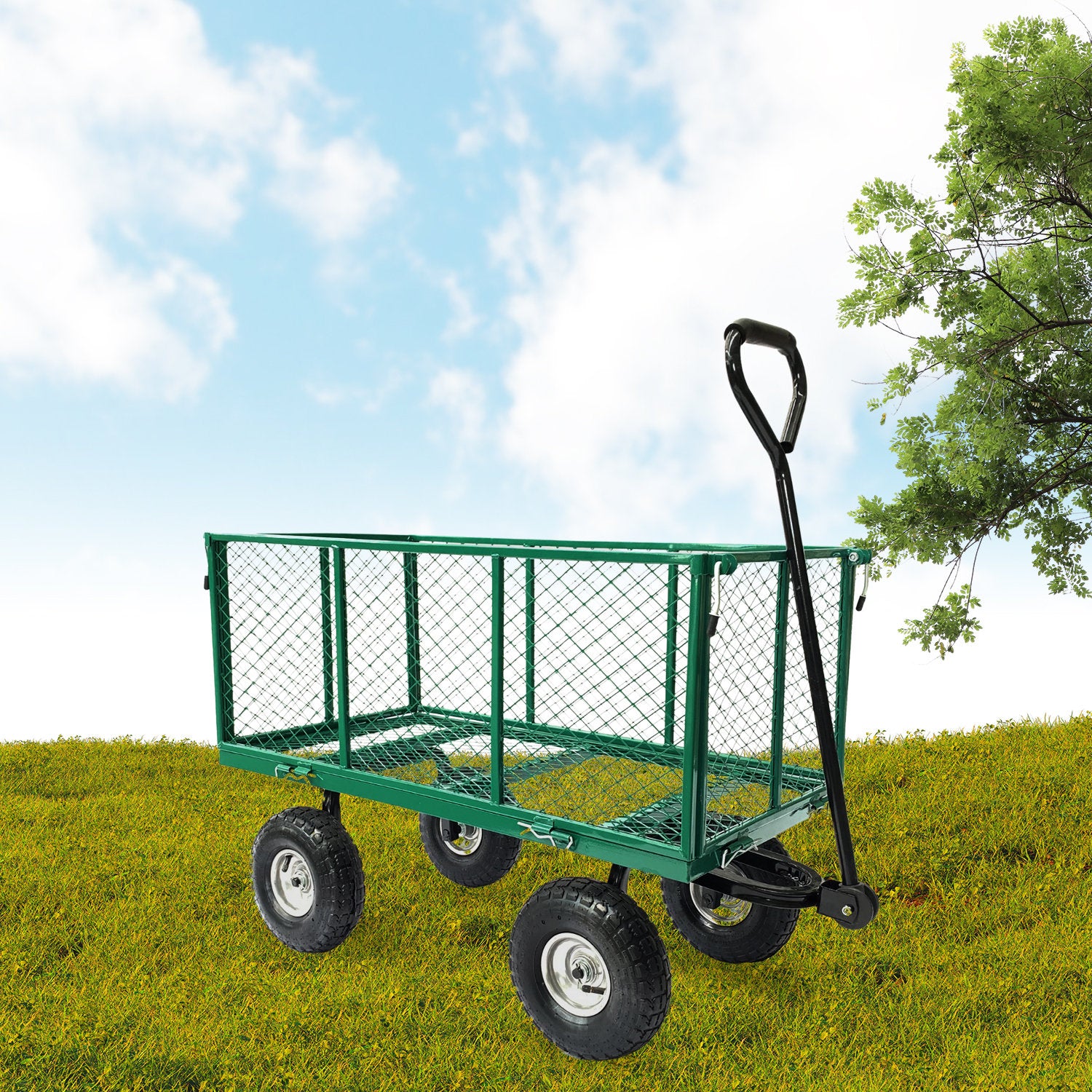 Wallaroo Steel Mesh Garden Trolley Cart - Green 9