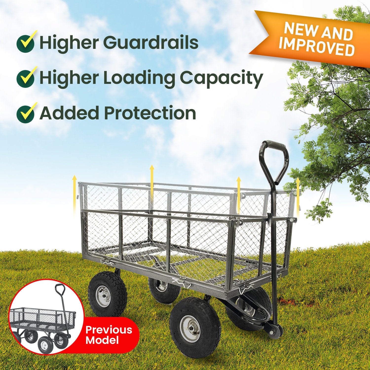 Wallaroo Steel Mesh Garden Trolley Cart - Hammer Grey 5