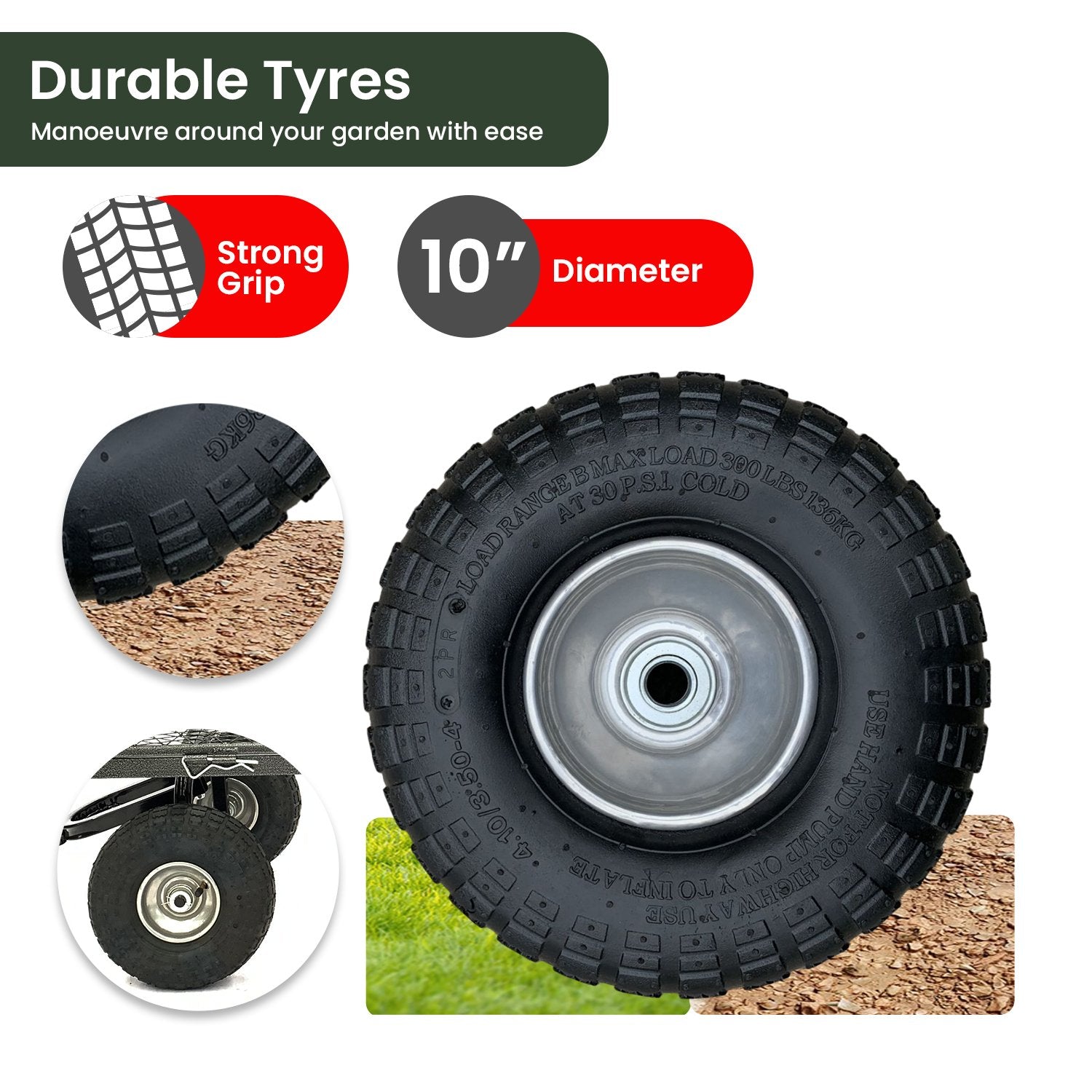 Wallaroo Steel Mesh Garden Trolley Cart - Hammer Grey 7