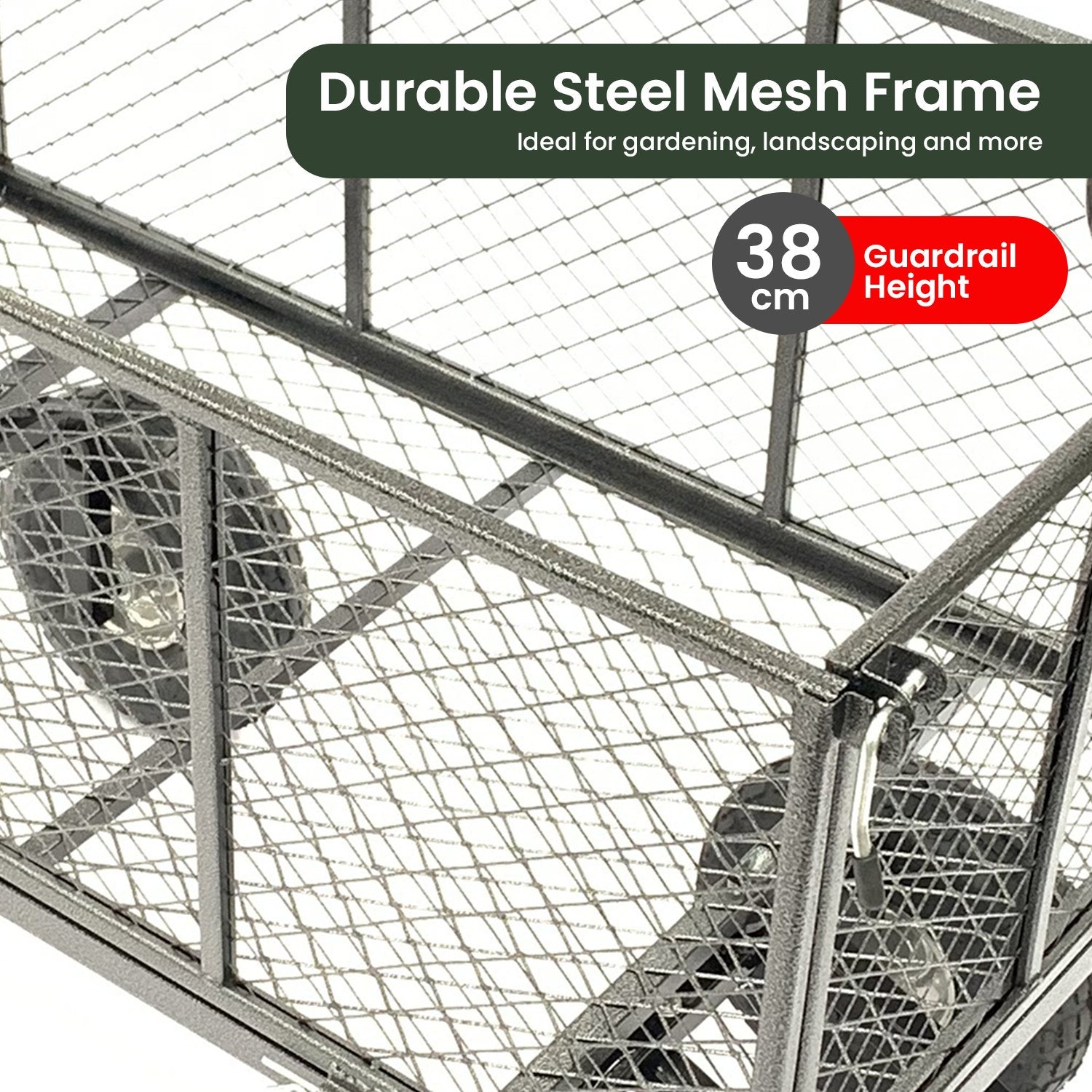 Wallaroo Steel Mesh Garden Trolley Cart - Hammer Grey 8