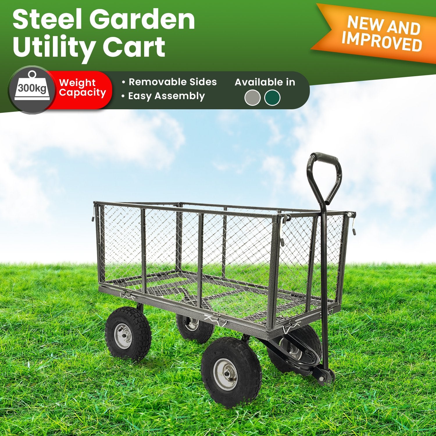 Wallaroo Steel Mesh Garden Trolley Cart - Hammer Grey 10