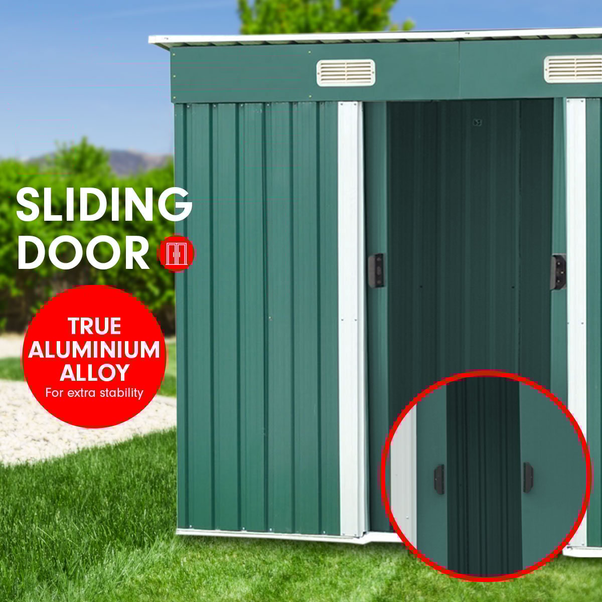 Wallaroo Garden Shed Flat 4ft x 6ft Outdoor Storage Shelter - Green 3
