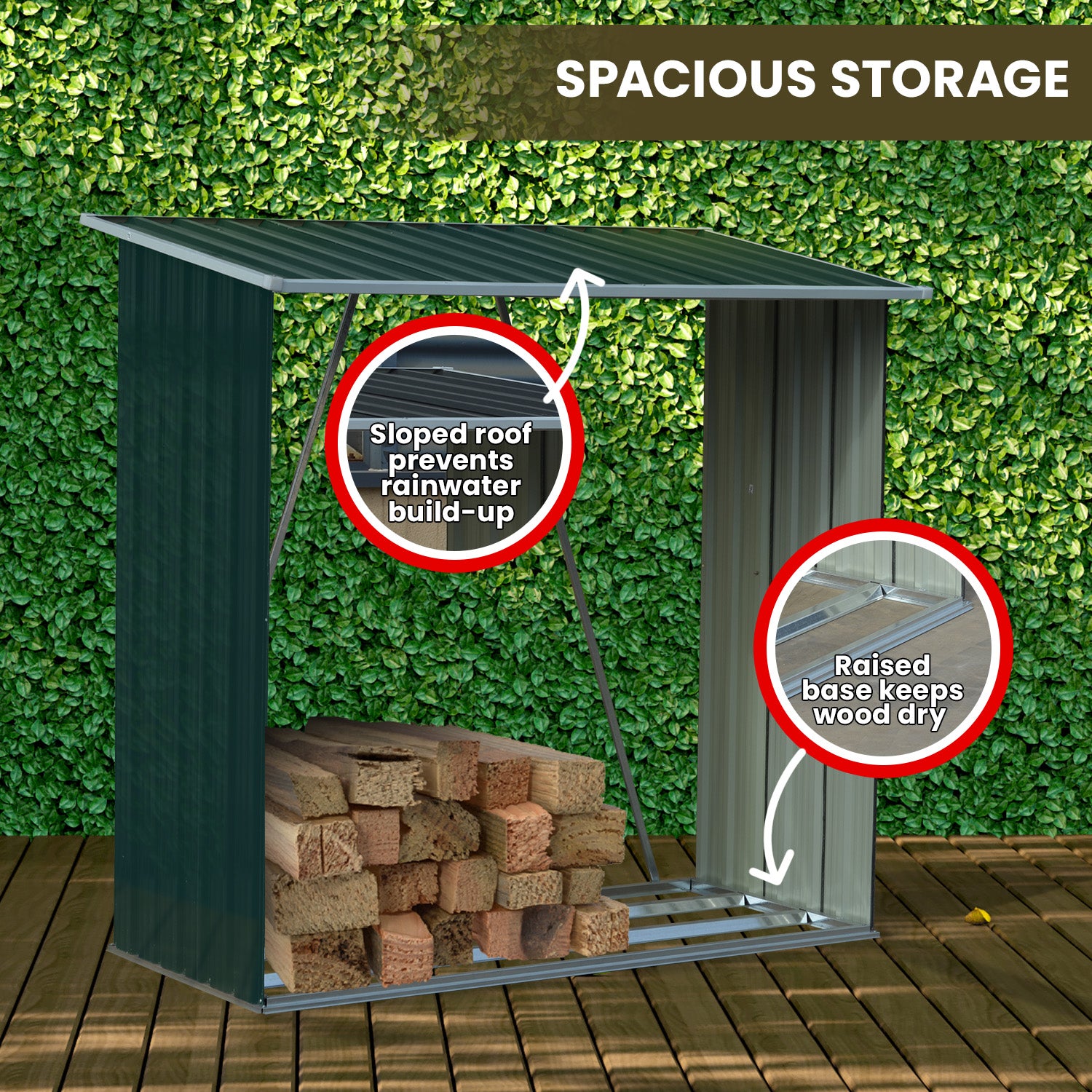 Wallaroo Wood Storage Shed Galvanized Steel - Green 5