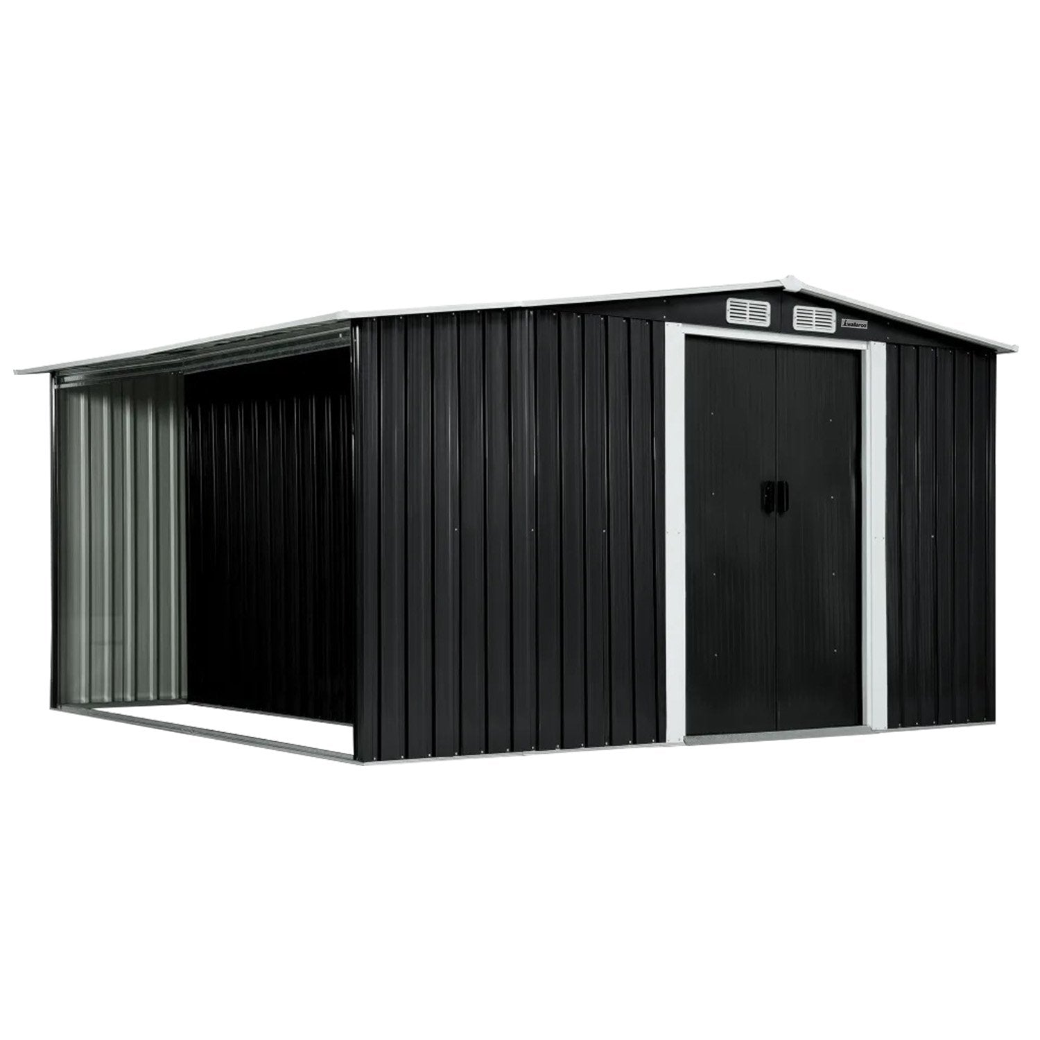 Wallaroo Garden Shed with Semi-Closed Storage 10*8FT - Black 3