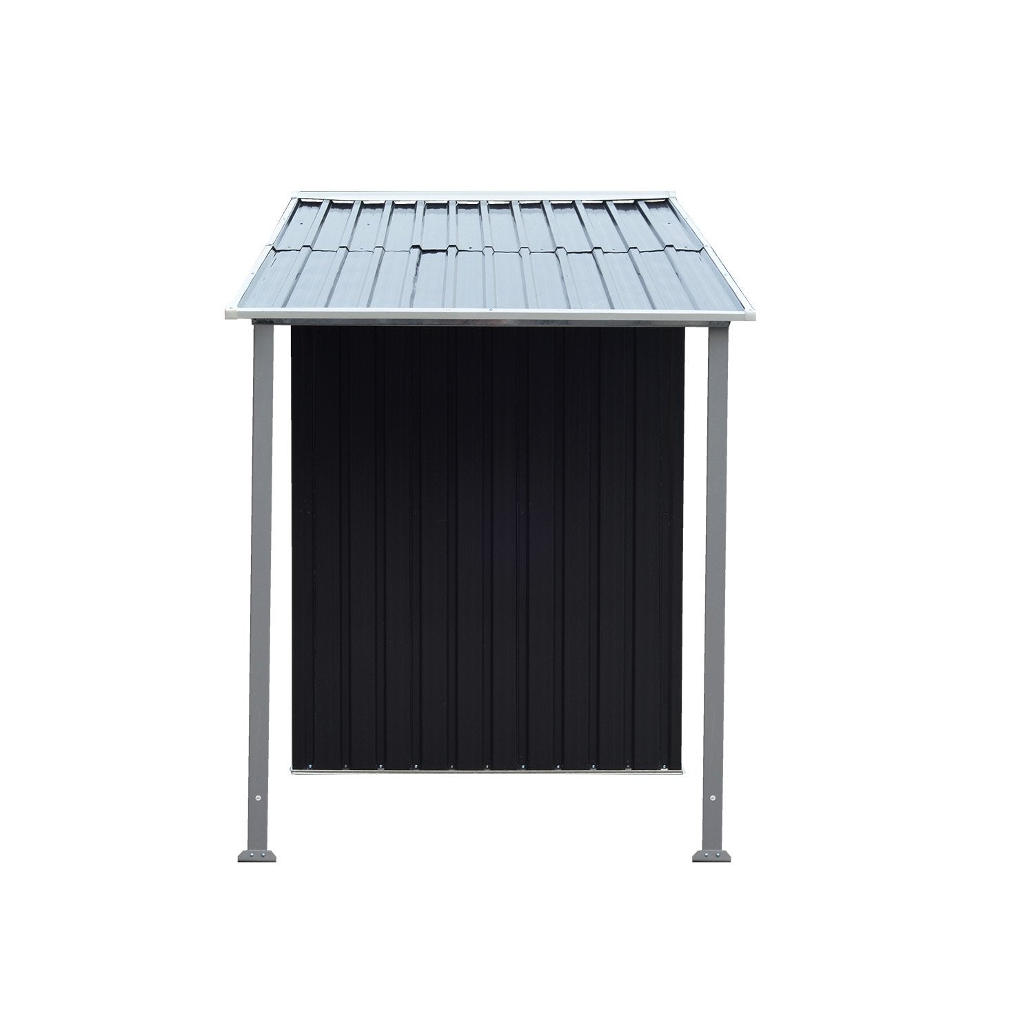Wallaroo 4x8ft Zinc Steel Garden Shed with Open Storage - Black 3