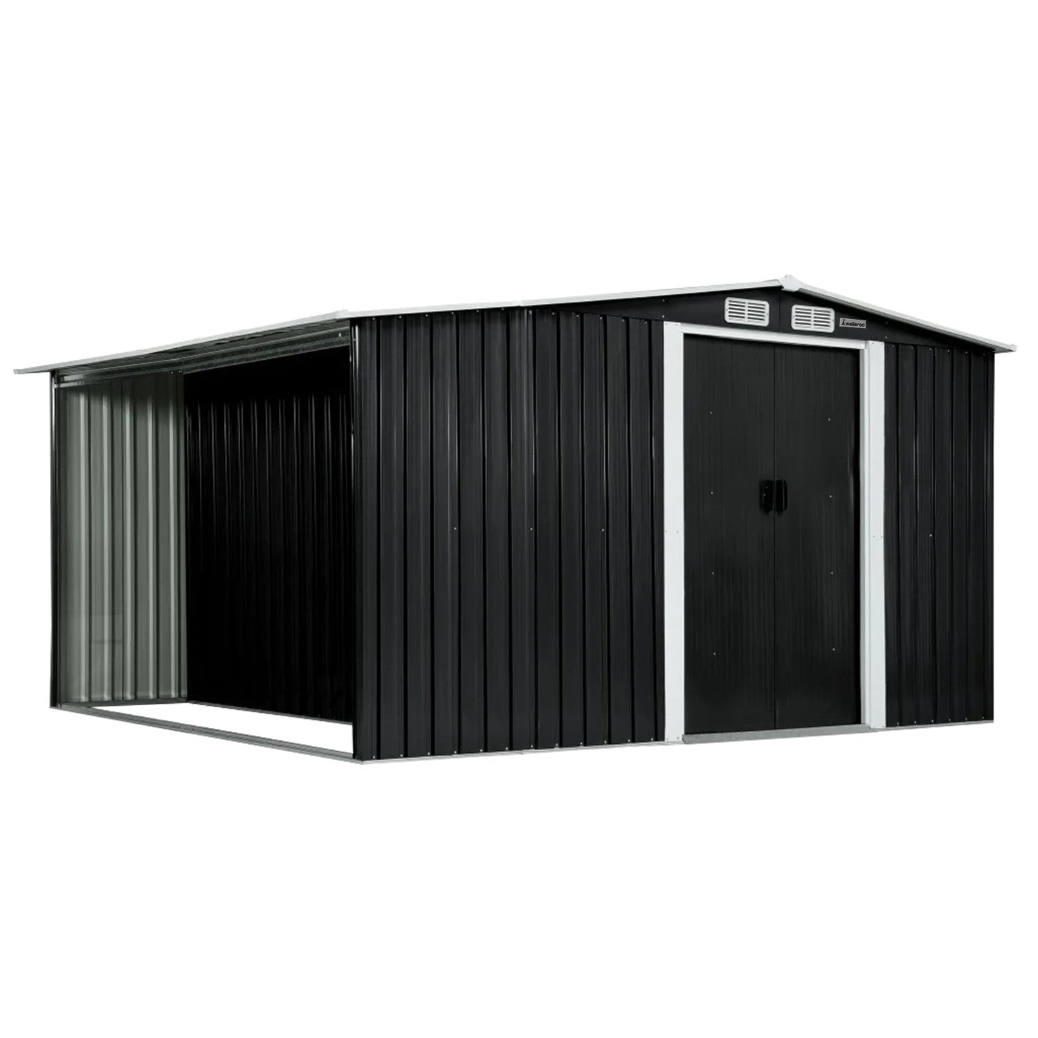 Wallaroo Garden Shed with Semi-Close Storage 6*8FT - Black 3