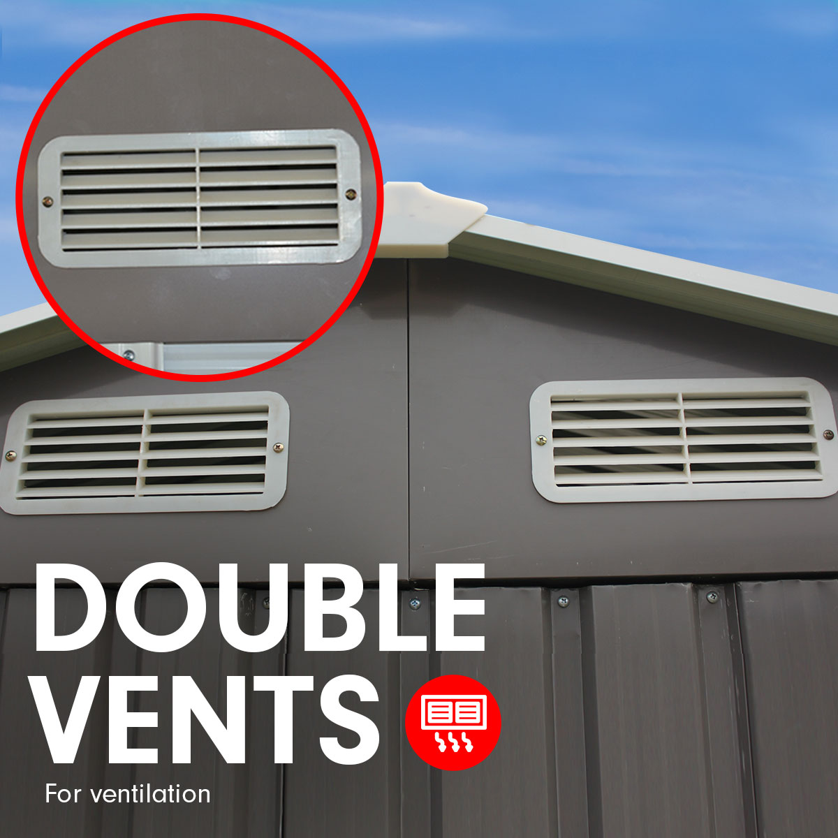 Wallaroo Garden Shed Spire Roof 8ft x 8ft Outdoor Storage Shelter - Grey 8