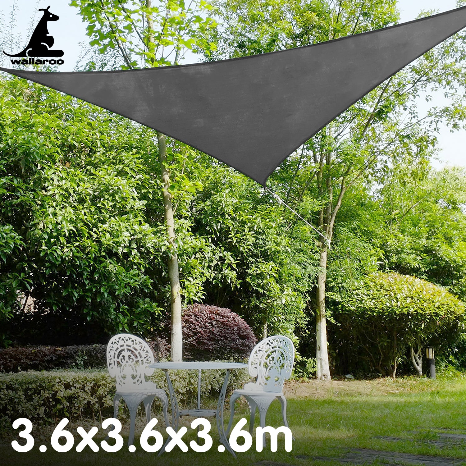 Wallaroo Triangle Shade Sail 3.6 x 3.6 x 3.6M - Grey 8