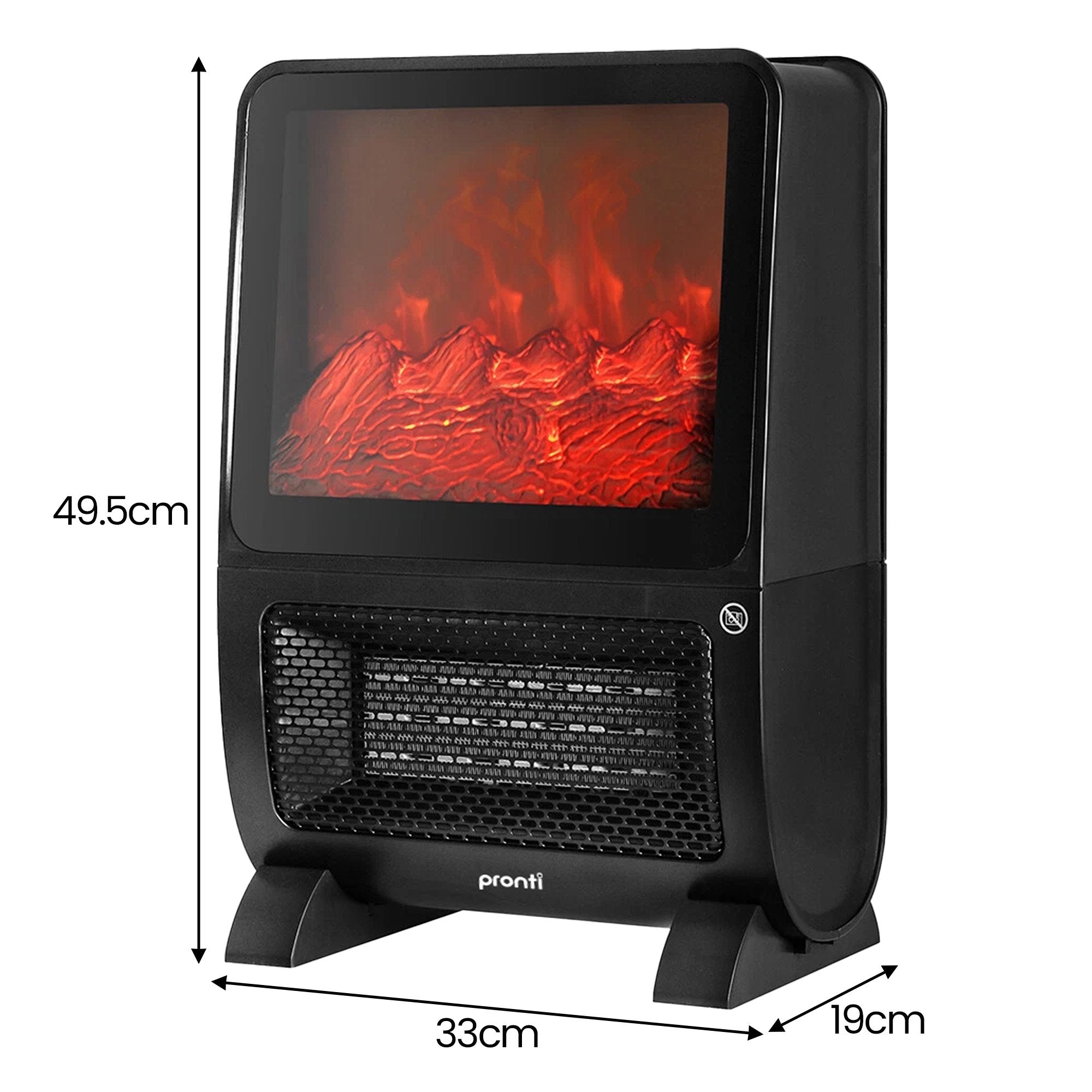 Pronti 2000W 3D Fire PTC Electric Portable Room Heater 3