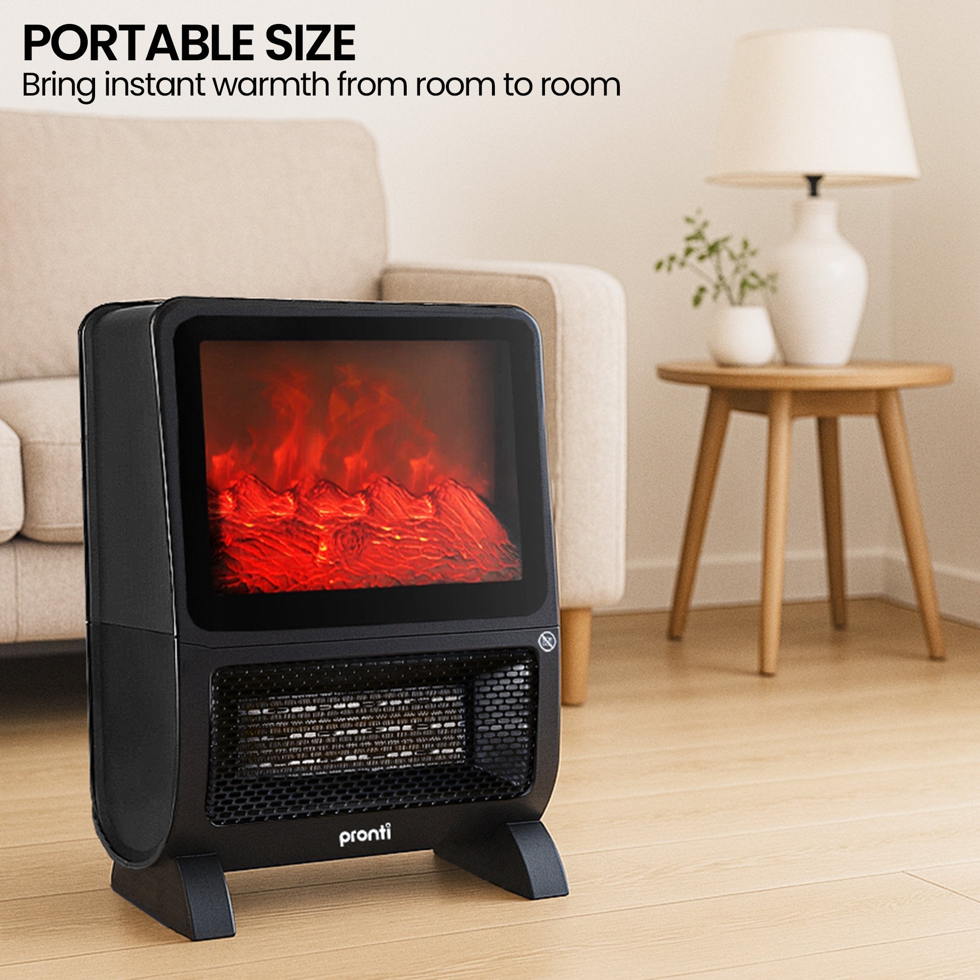 Pronti 2000W 3D Fire PTC Electric Portable Room Heater 4