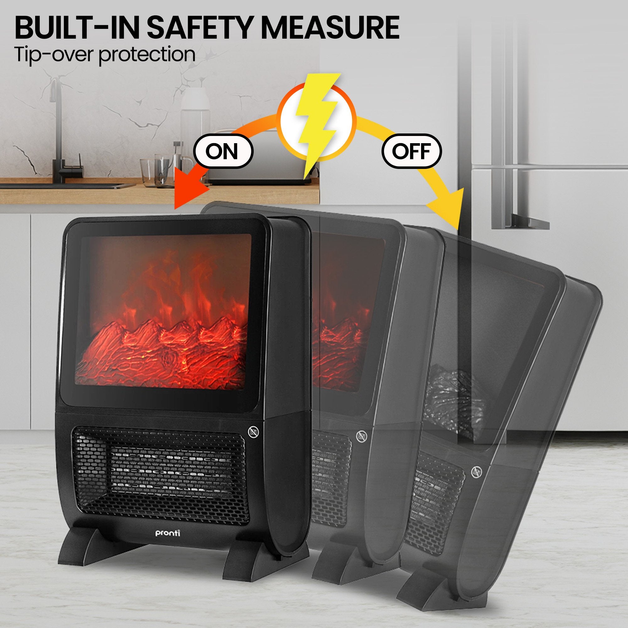 Pronti 2000W 3D Fire PTC Electric Portable Room Heater 8