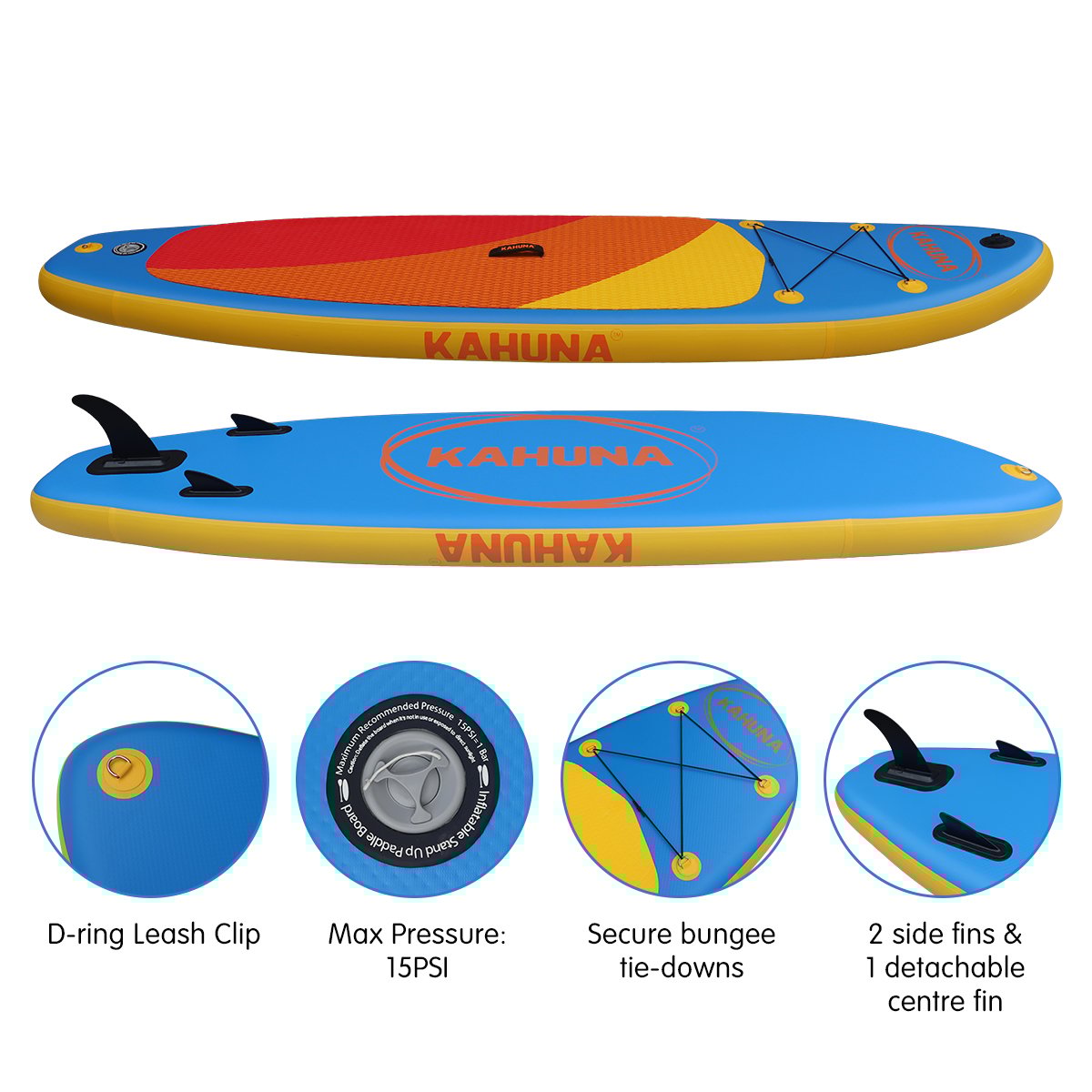 Kahuna Hana Inflatable Stand Up Paddle Board 10FT w/ iSUP Accessories 5