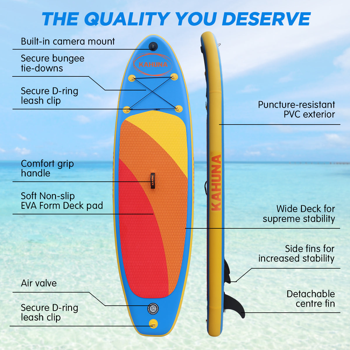 Kahuna Hana Inflatable Stand Up Paddle Board 10FT w/ iSUP Accessories 6