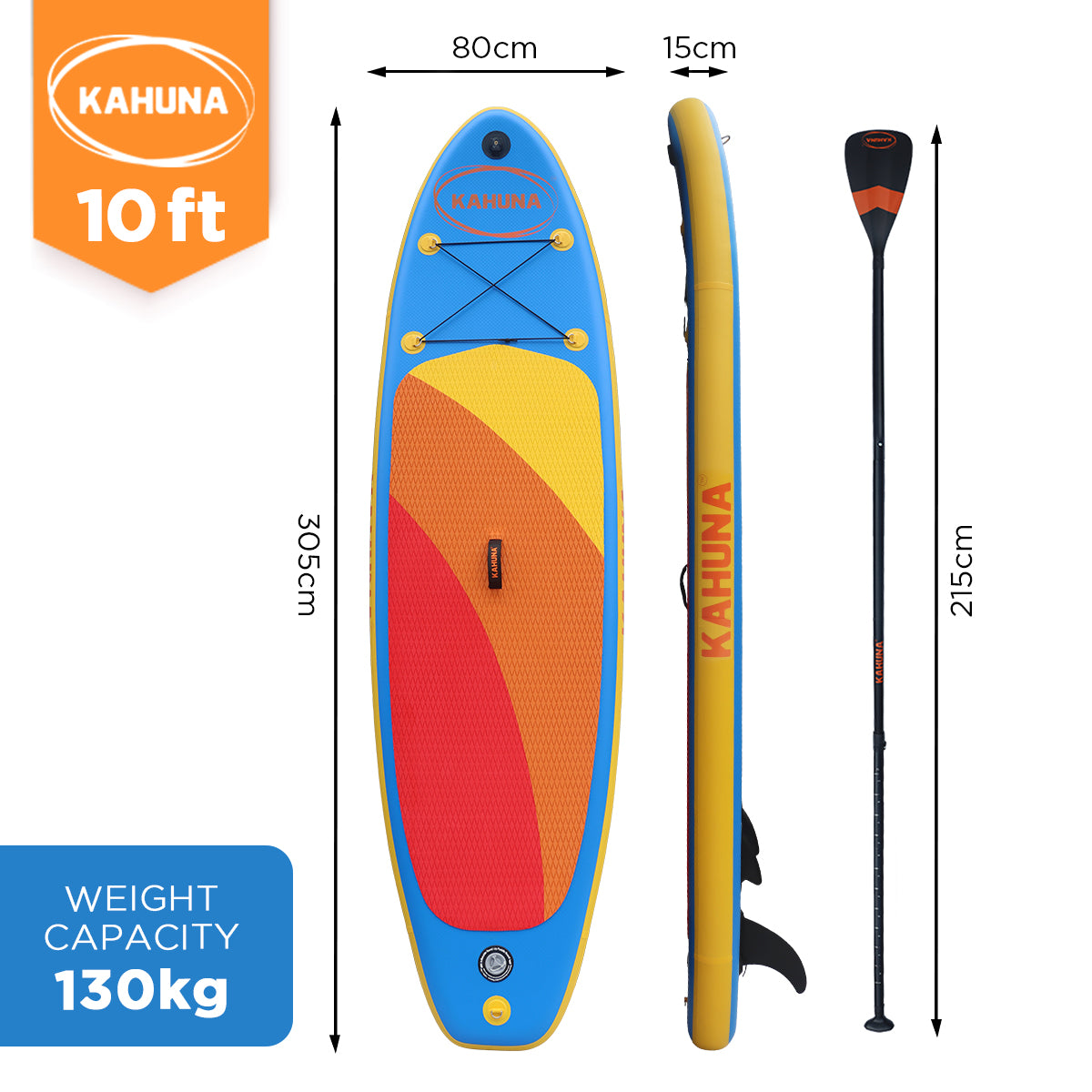 Kahuna Hana Inflatable Stand Up Paddle Board 10FT w/ iSUP Accessories 8