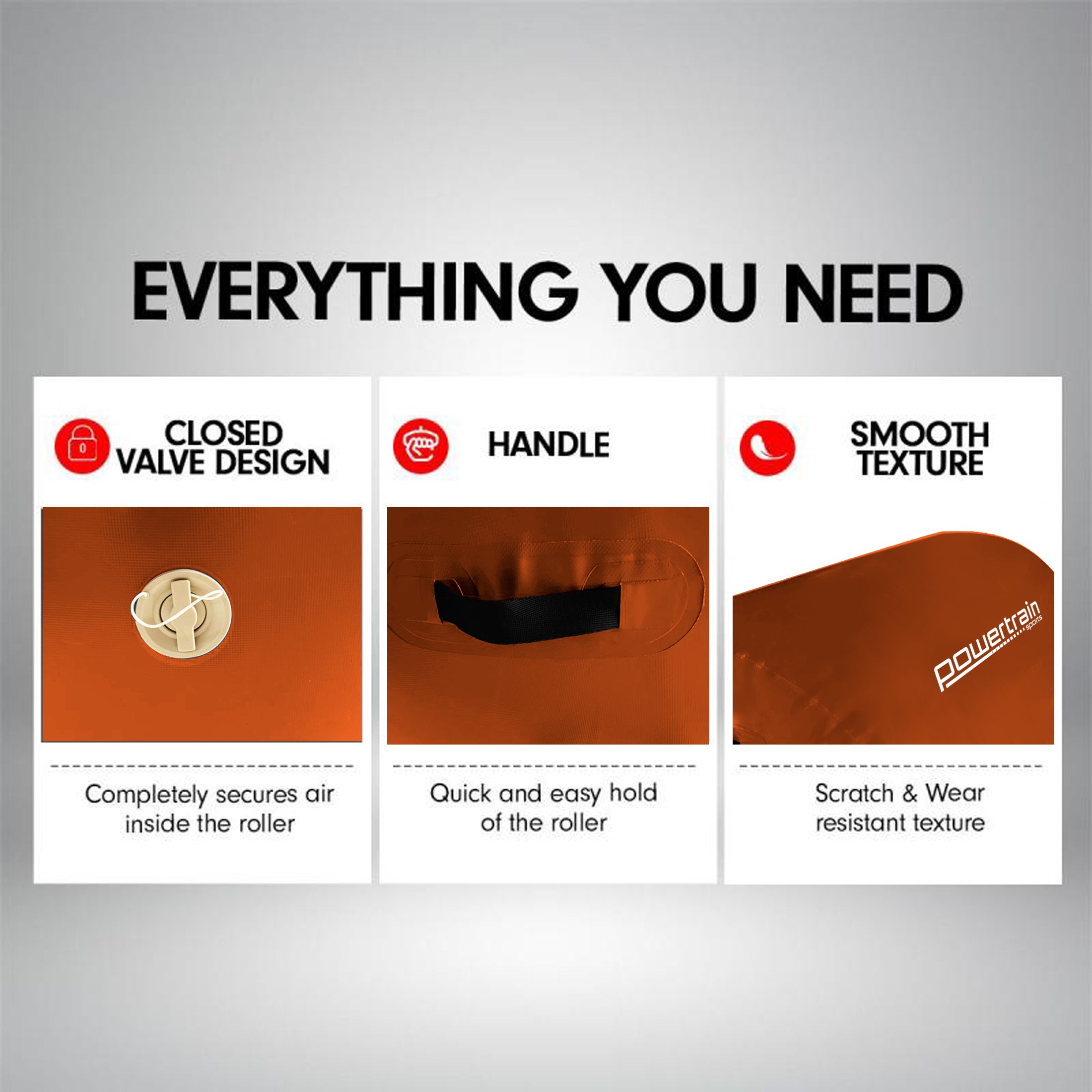 Powertrain Sports Inflatable Gymnastics Air Barrel Exercise Roller 120 x 75cm - Orange 8