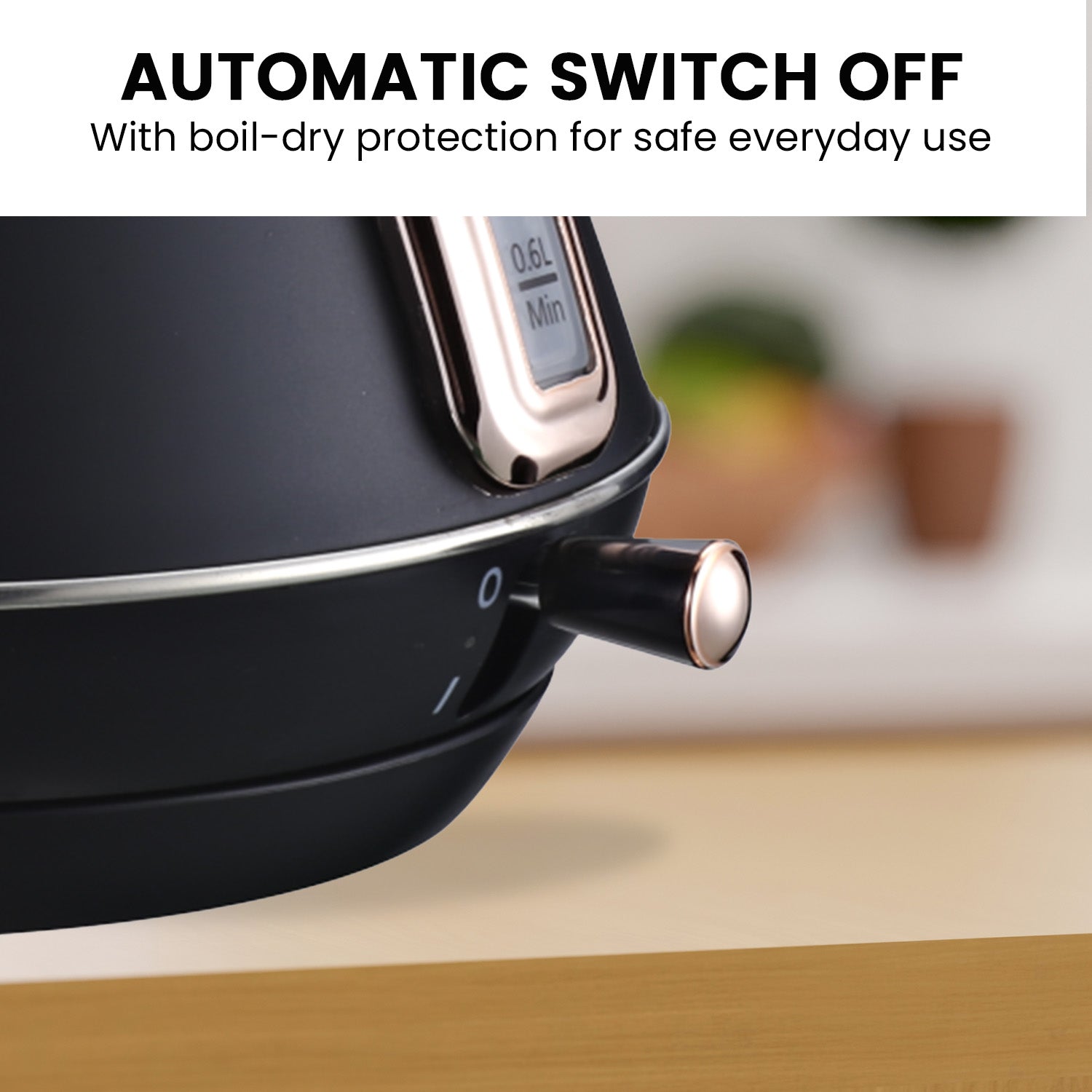 Pronti 1.7L Rose Trim Collection Kettle - Black 6