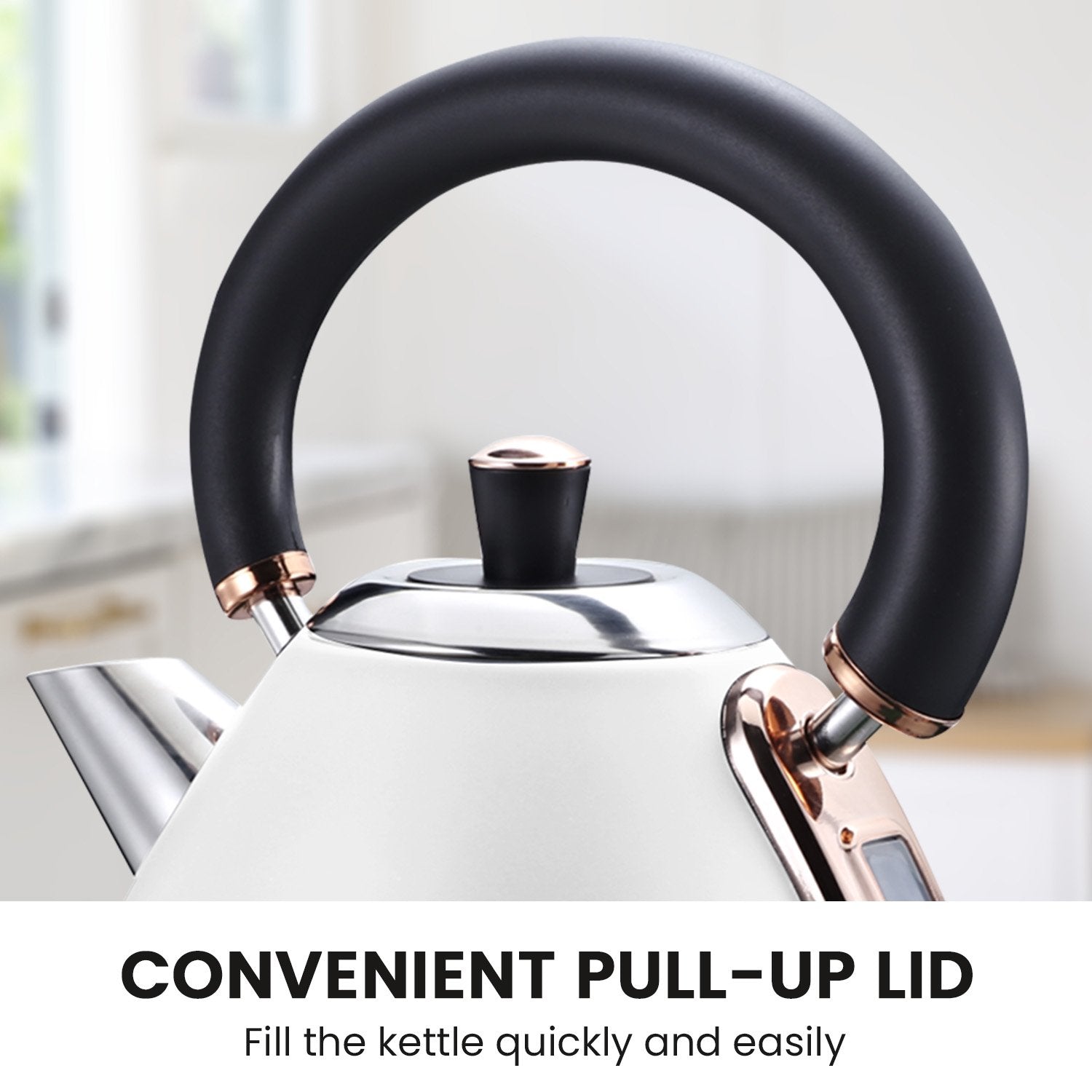 Pronti 1.7l Rose Trim Collection Kettle - White 3