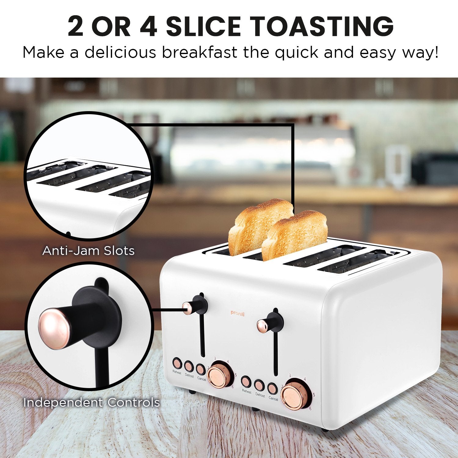 Pronti Rose Trim Collection Toaster & Kettle Bundle - White 7