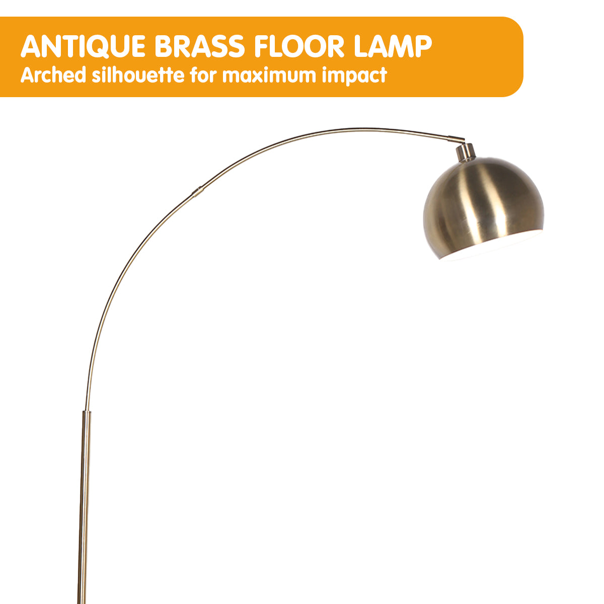 Sarantino Arc Floor Lamp Antique Brass Finish with Marble Base 4