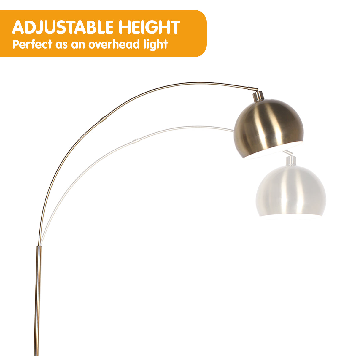 Sarantino Arc Floor Lamp Antique Brass Finish with Marble Base 6