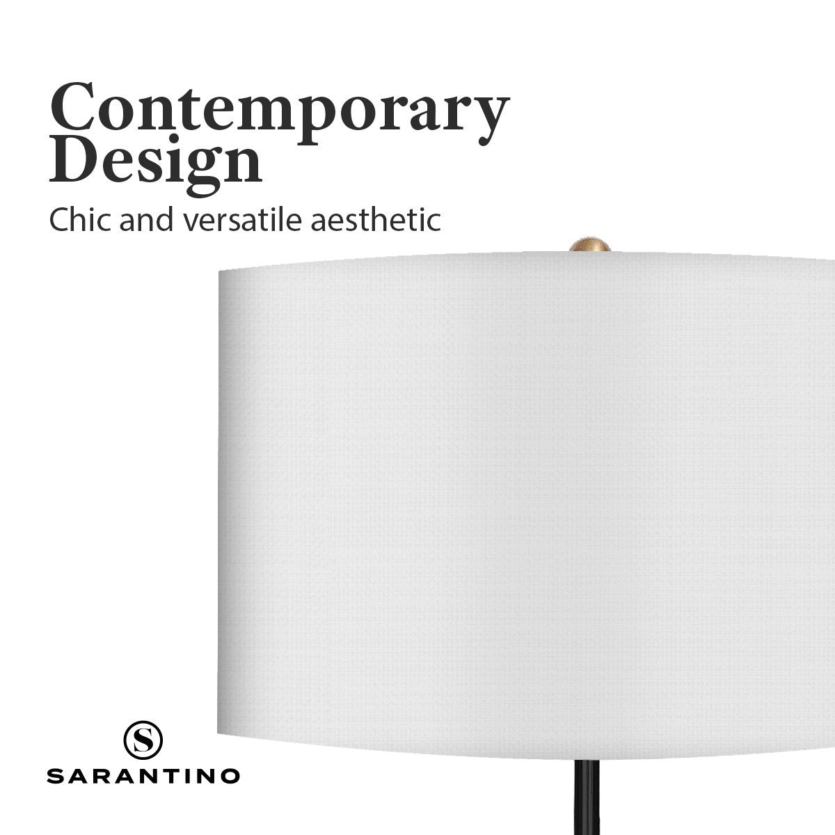 Sarantino Metal Floor Lamp Brushed Brass Finish with White Shade 5