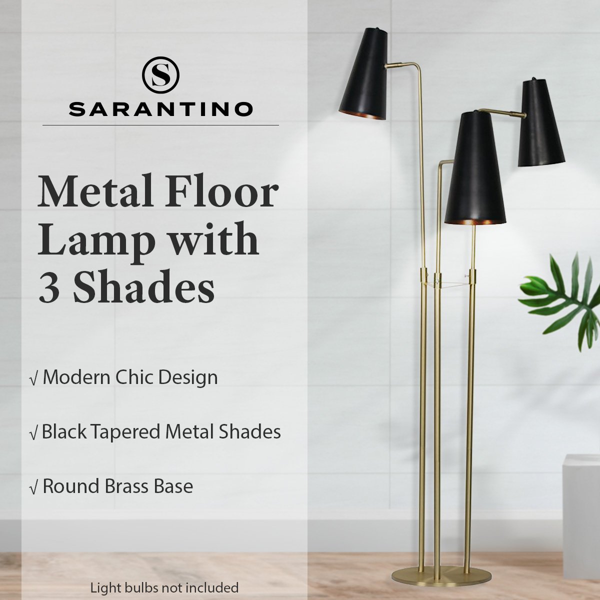 Sarantino Three Metal Shade Floor Lamp 11