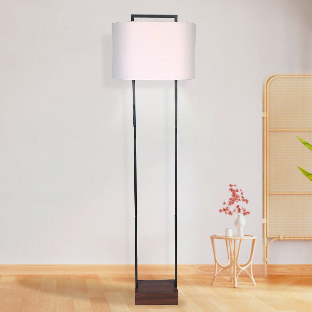 Sarantino Wood Floor Lamp in Cherry Finish 10