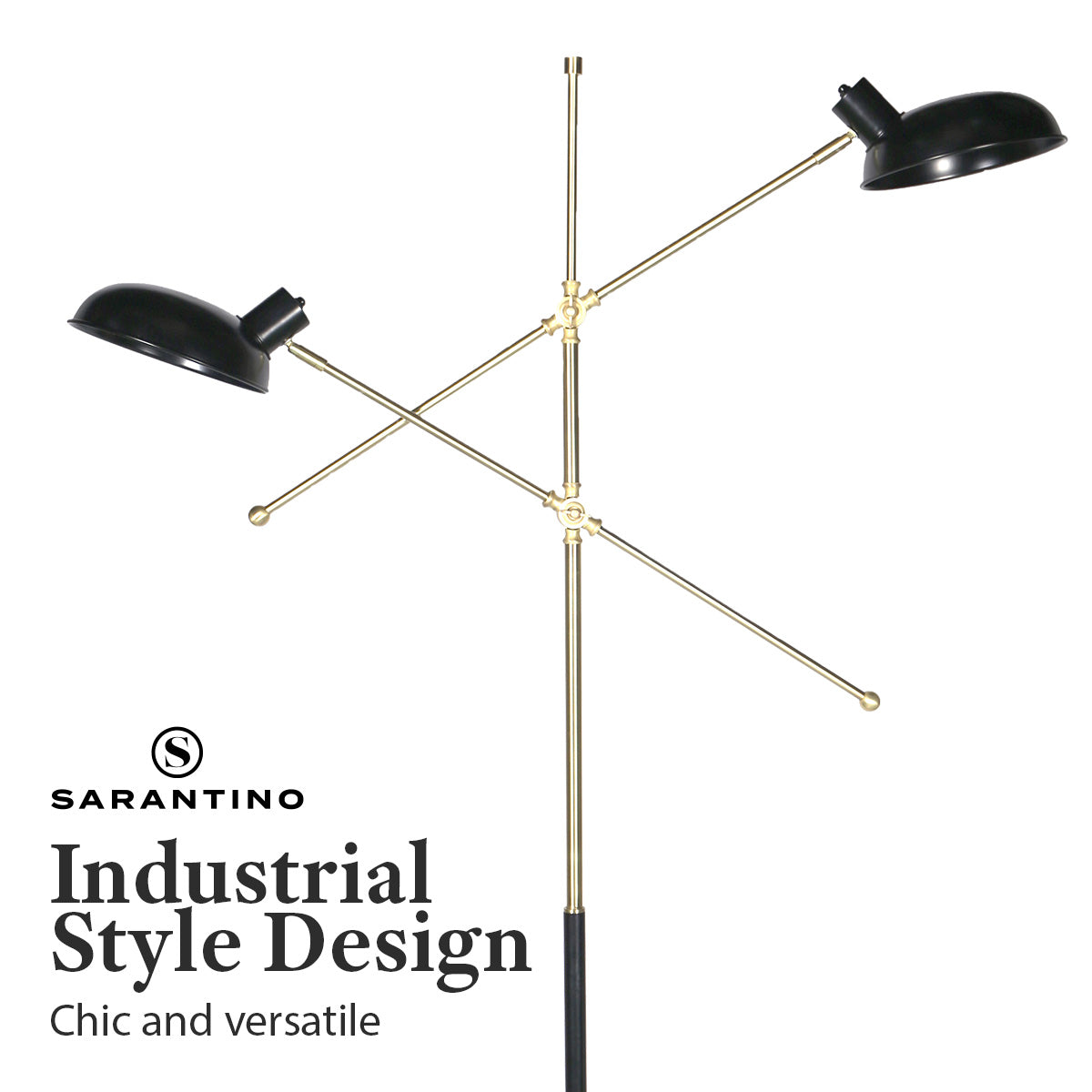 Sarantino Adjustable Two Light Lamp Black and Gold Finish 6