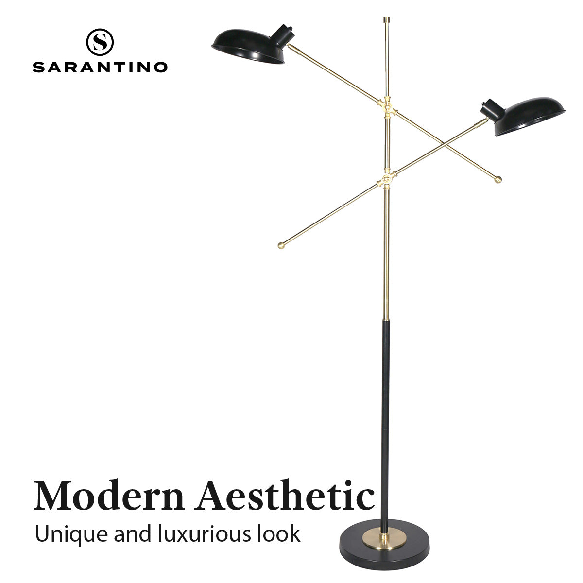 Sarantino Adjustable Two Light Lamp Black and Gold Finish 7