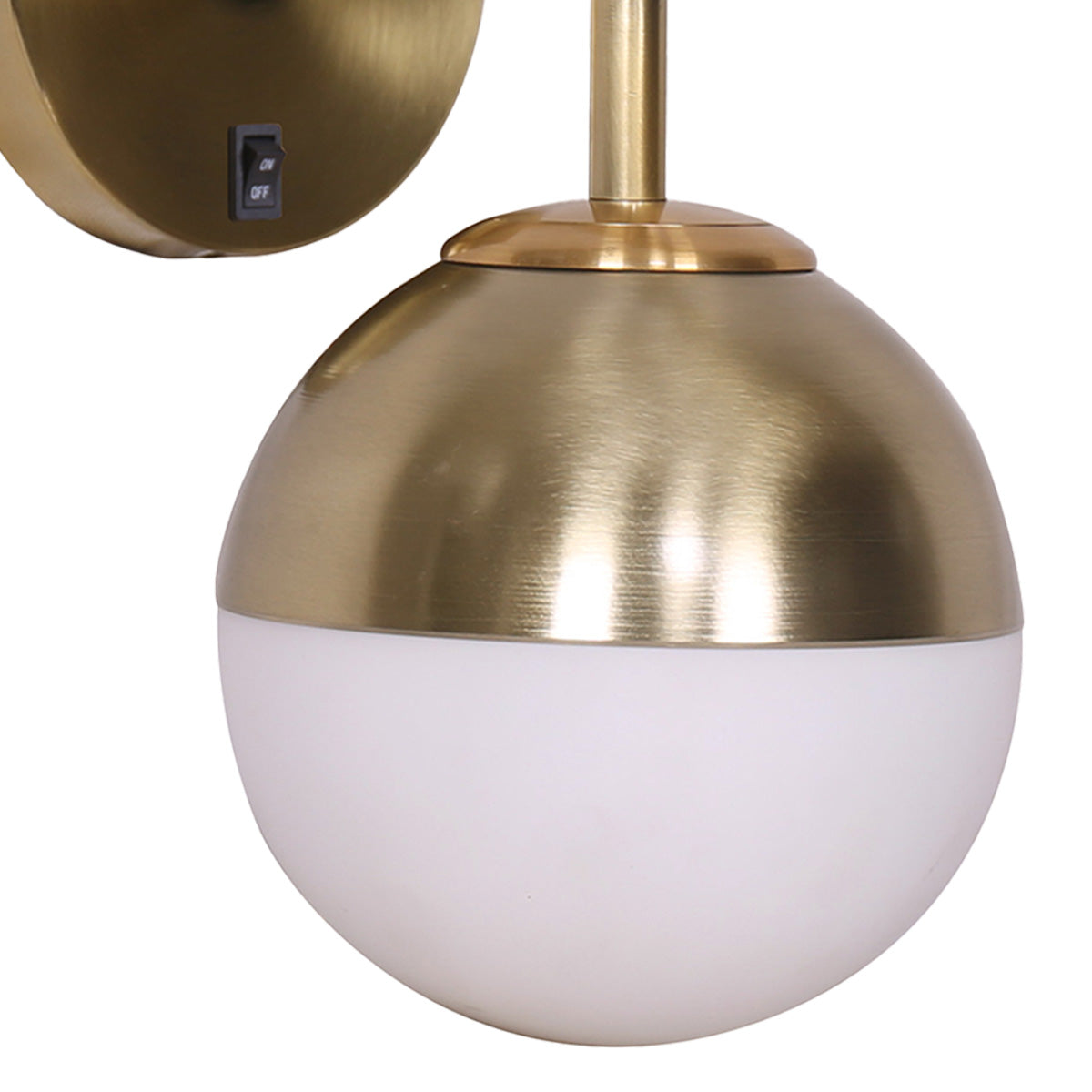 Sarantino Wall Lamp with Gold Metal Base and White Glass Shade 3